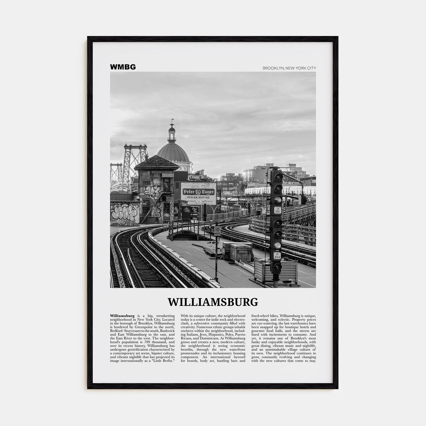 Williamsburg, New York Travel B&W No 2 Poster