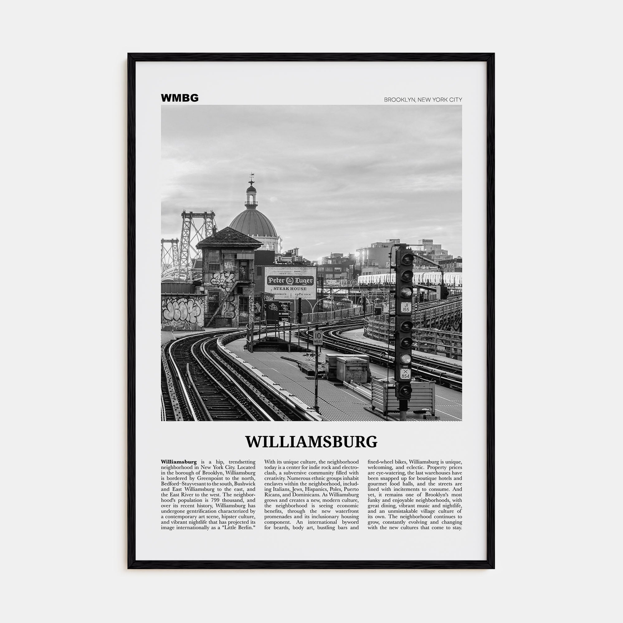 Williamsburg, New York Travel B&W No 2 Poster