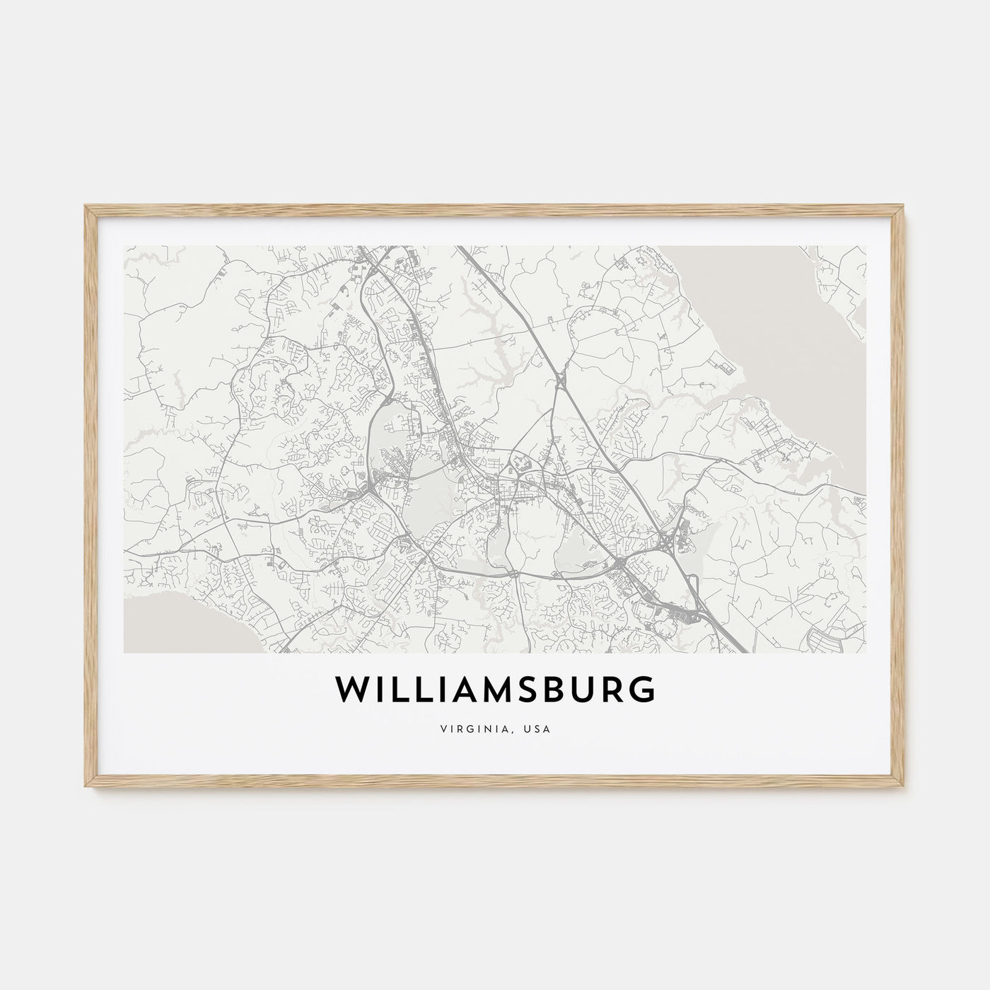 Williamsburg, Virginia Map Landscape Poster