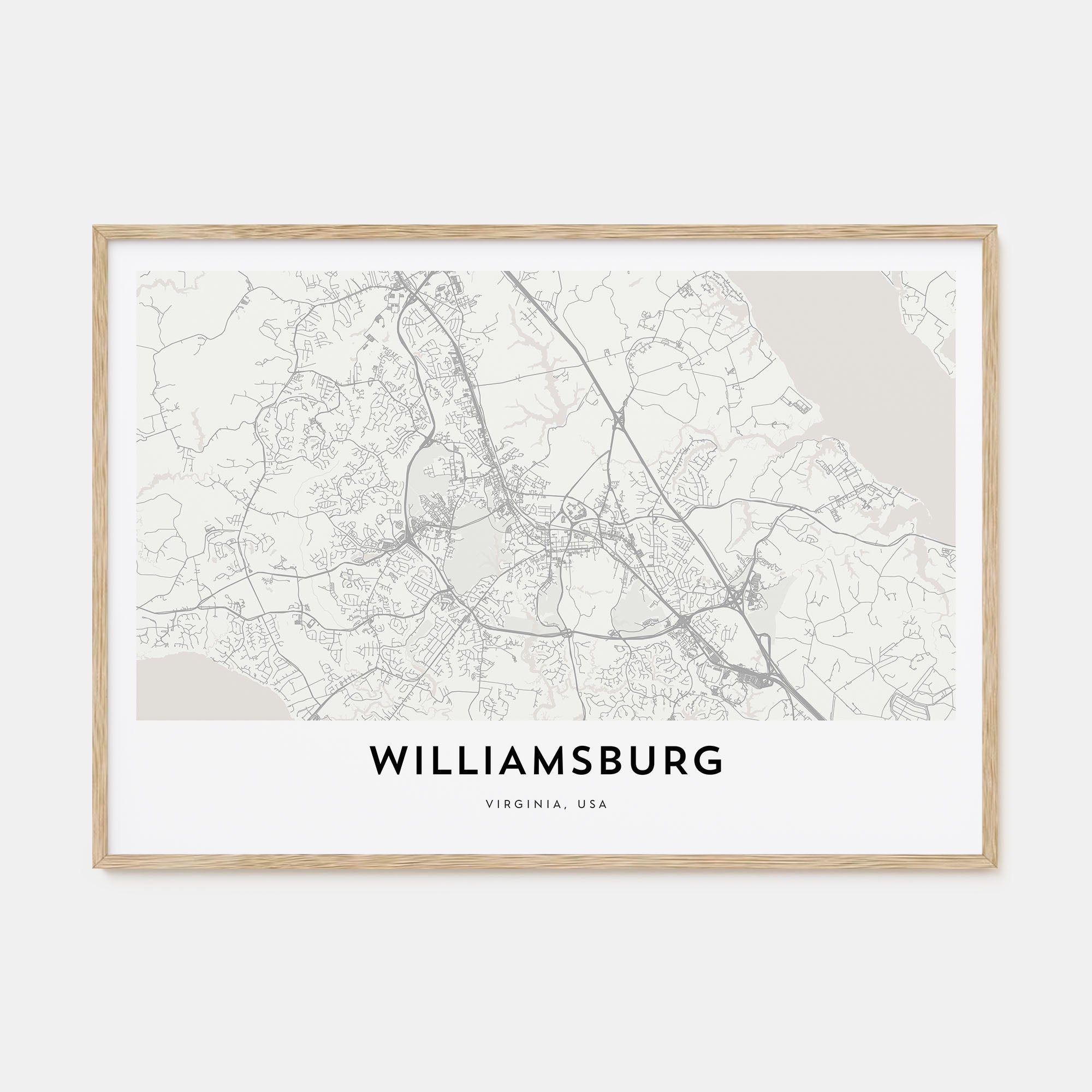 Williamsburg, Virginia Map Landscape Poster