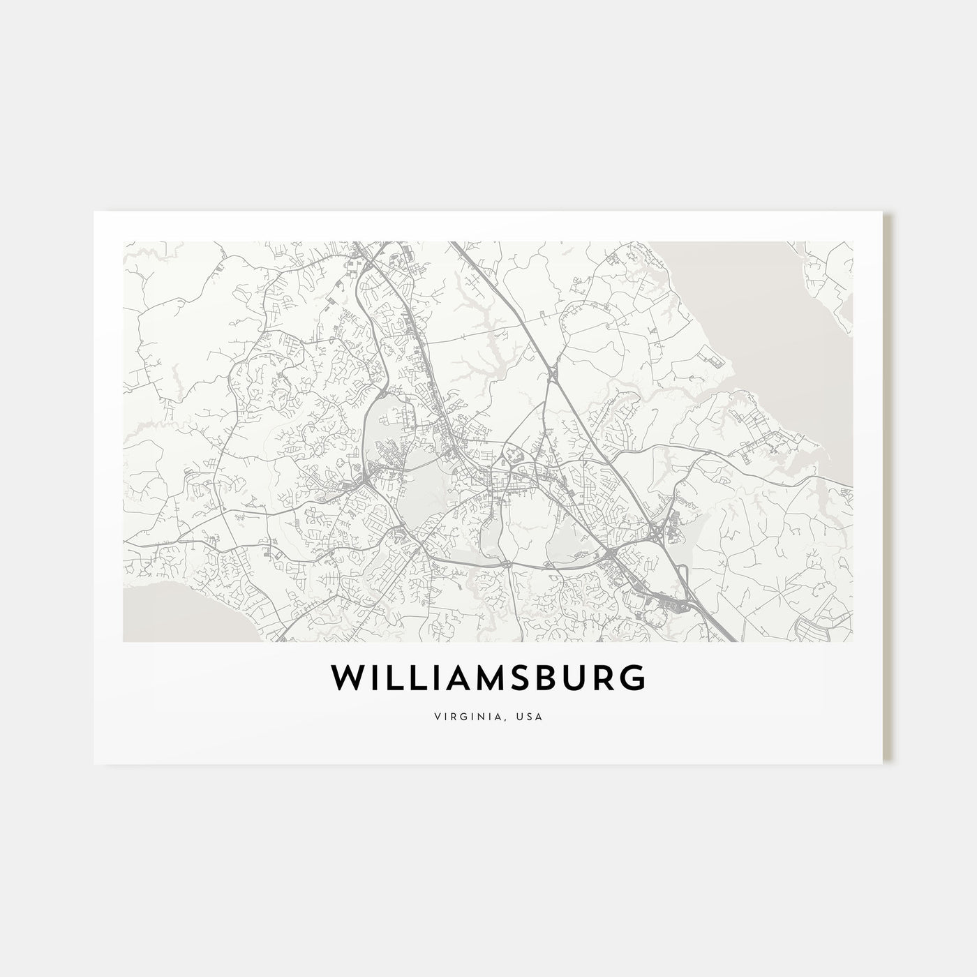 Williamsburg, Virginia Map Landscape Poster