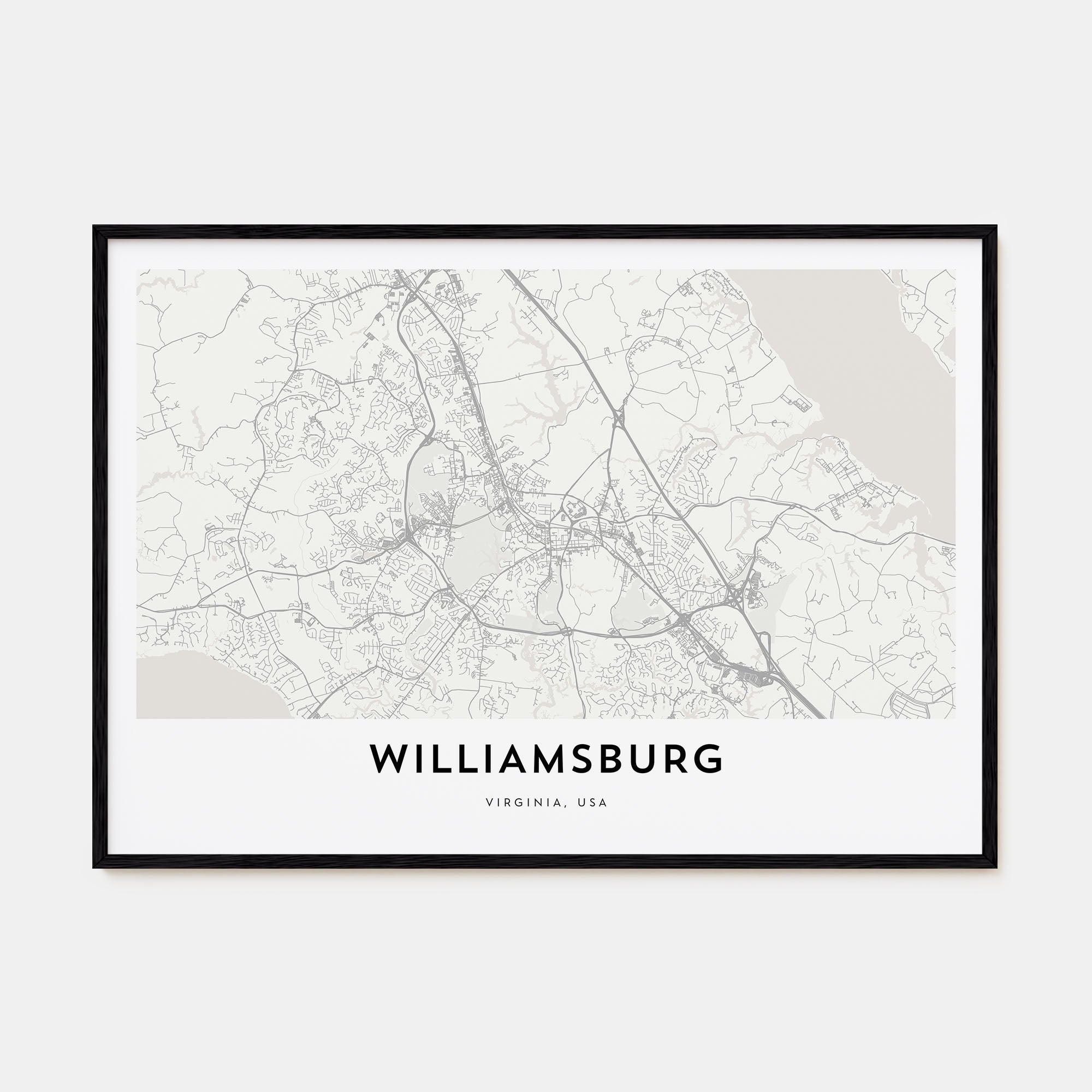 Williamsburg, Virginia Map Landscape Poster