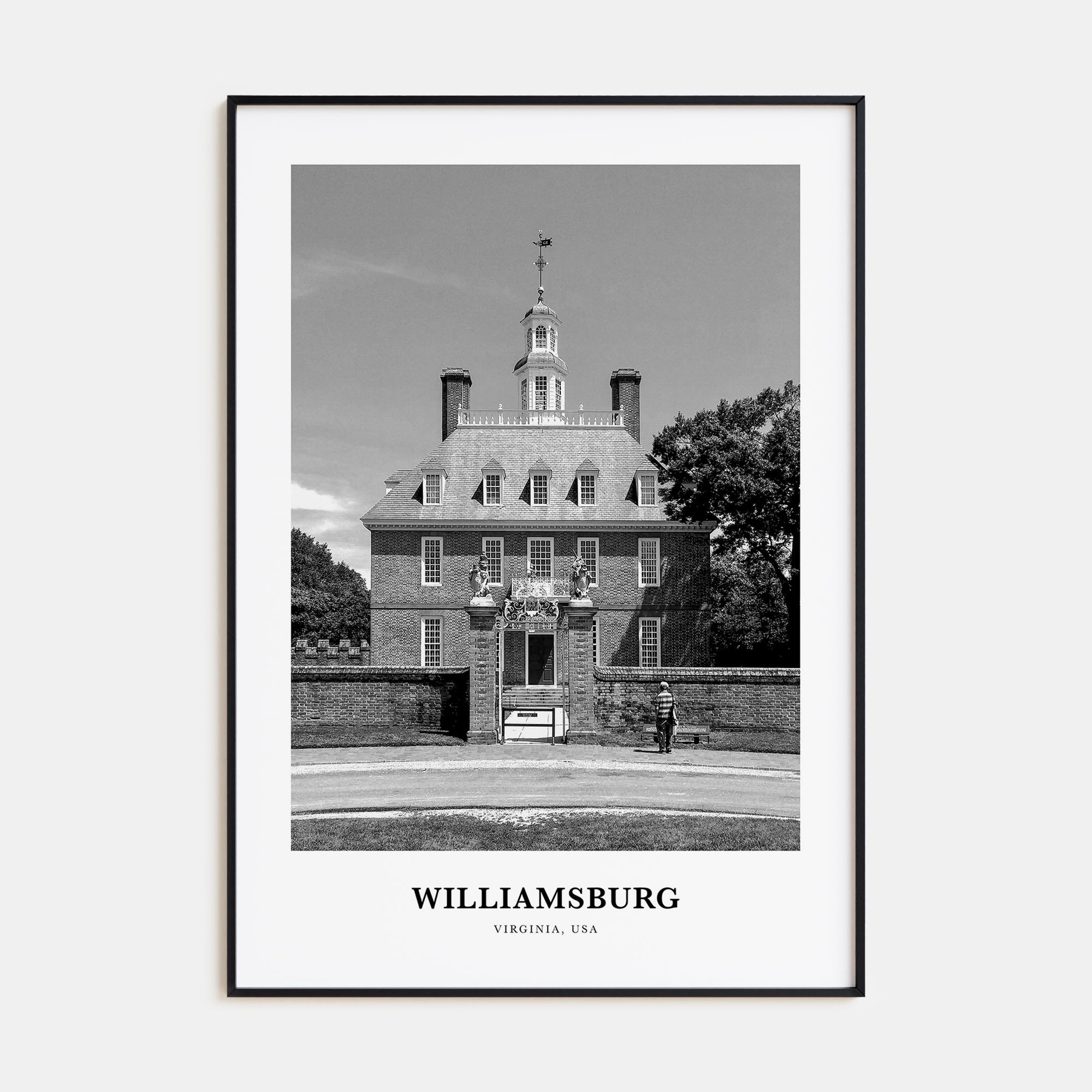 Williamsburg, Virginia Portrait B&W Poster
