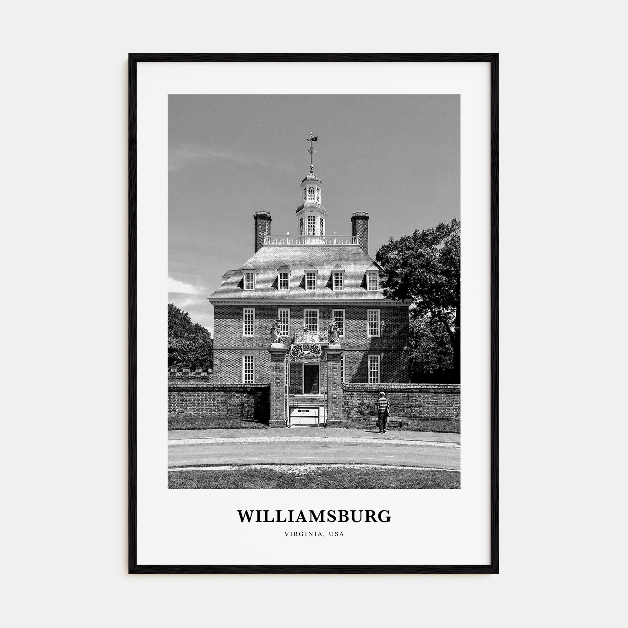 Williamsburg, Virginia Portrait B&W Poster