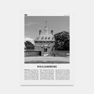 Williamsburg, Virginia Travel B&W Poster