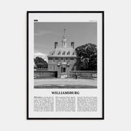 Williamsburg, Virginia Travel B&W Poster
