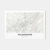Wilmington, Delaware Map Landscape Poster