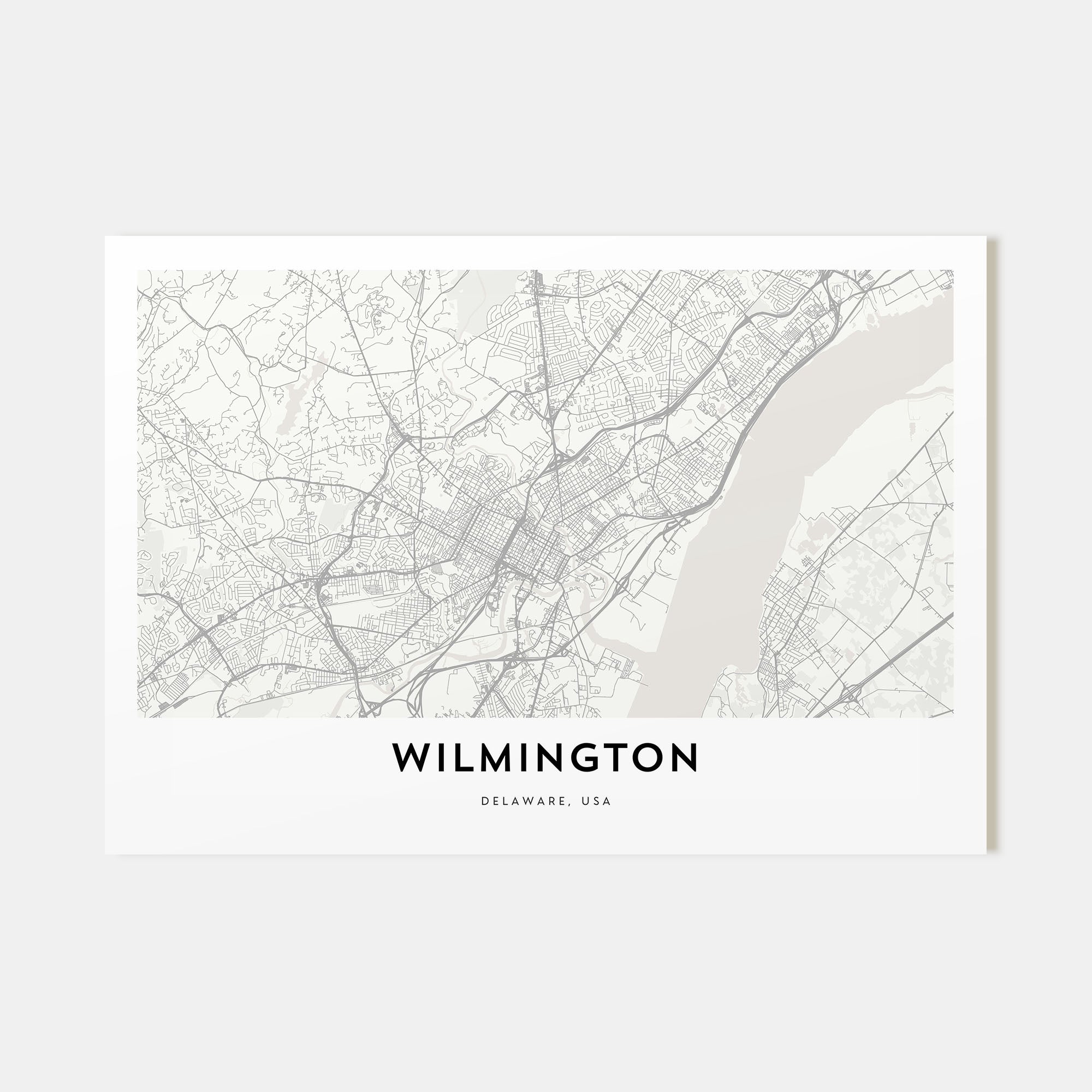 Wilmington, Delaware Map Landscape Poster