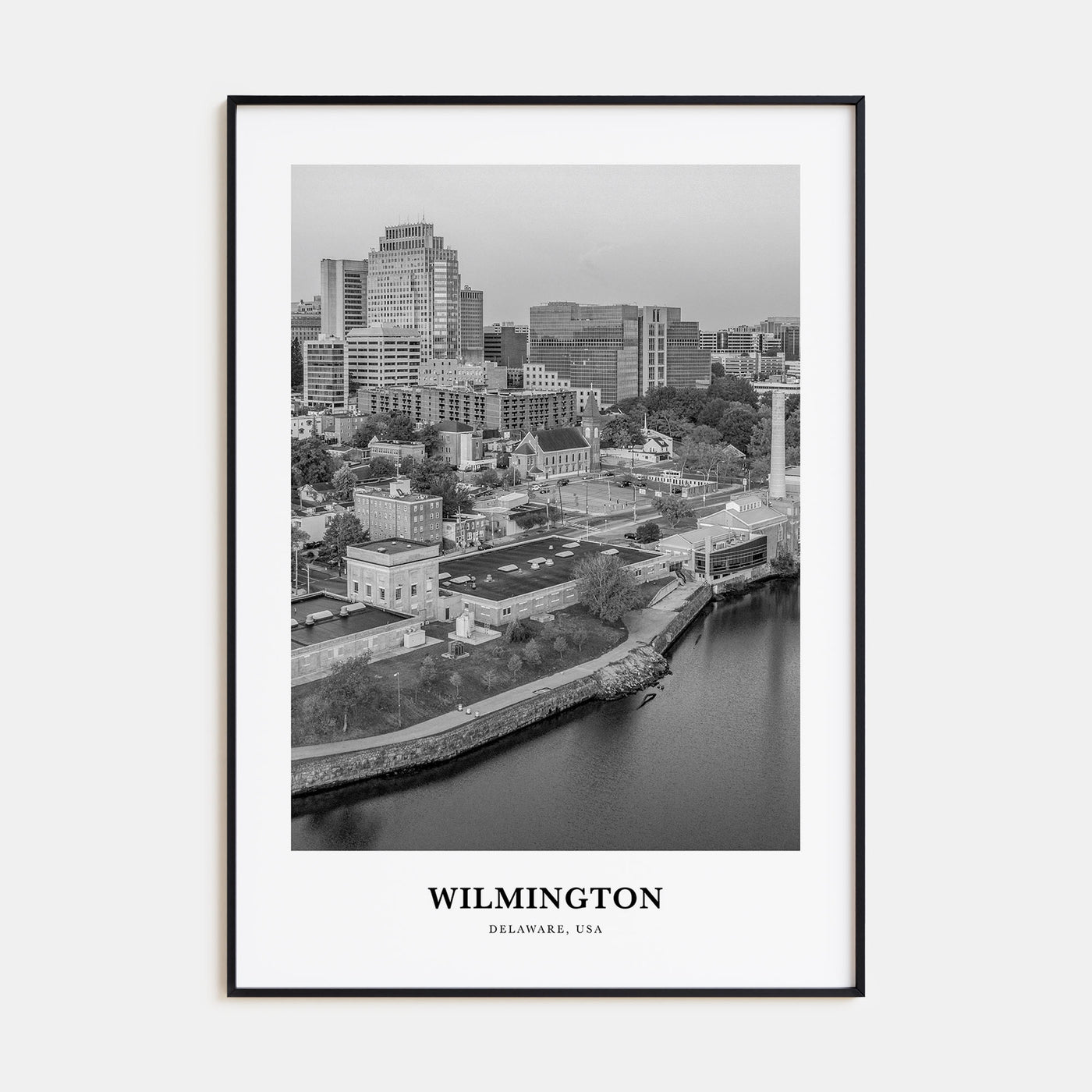 Wilmington, Delaware Portrait B&W Poster