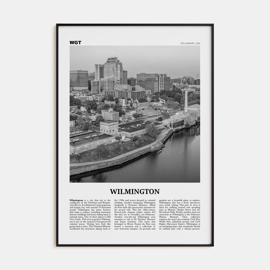 Wilmington, Delaware Travel B&W Poster
