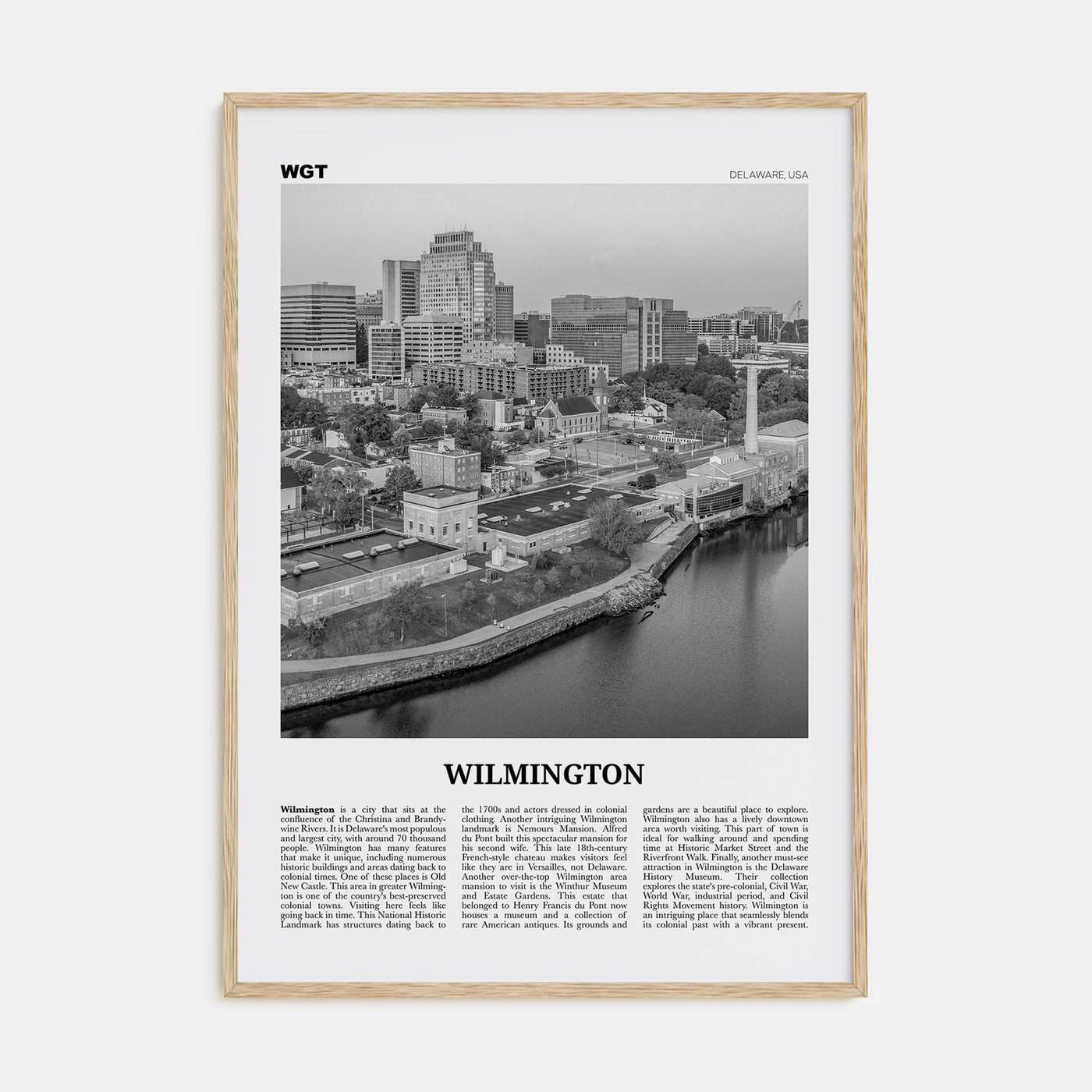 Wilmington, Delaware Travel B&W Poster