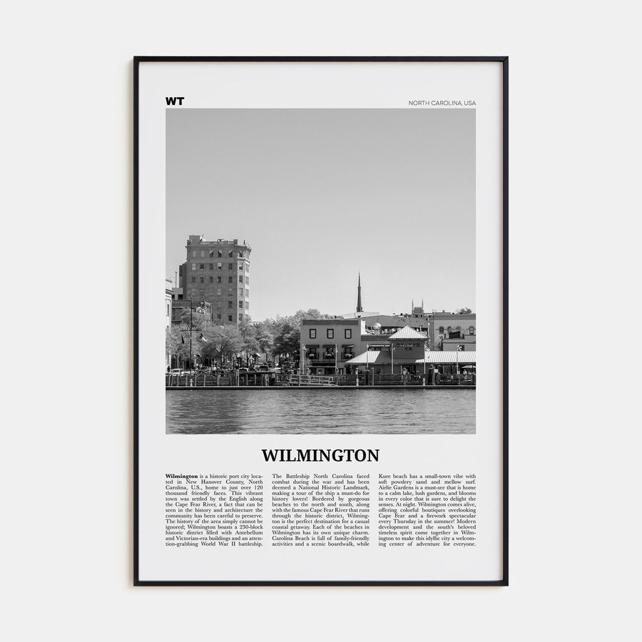 Wilmington, North Carolina Travel B&W No 2 Poster