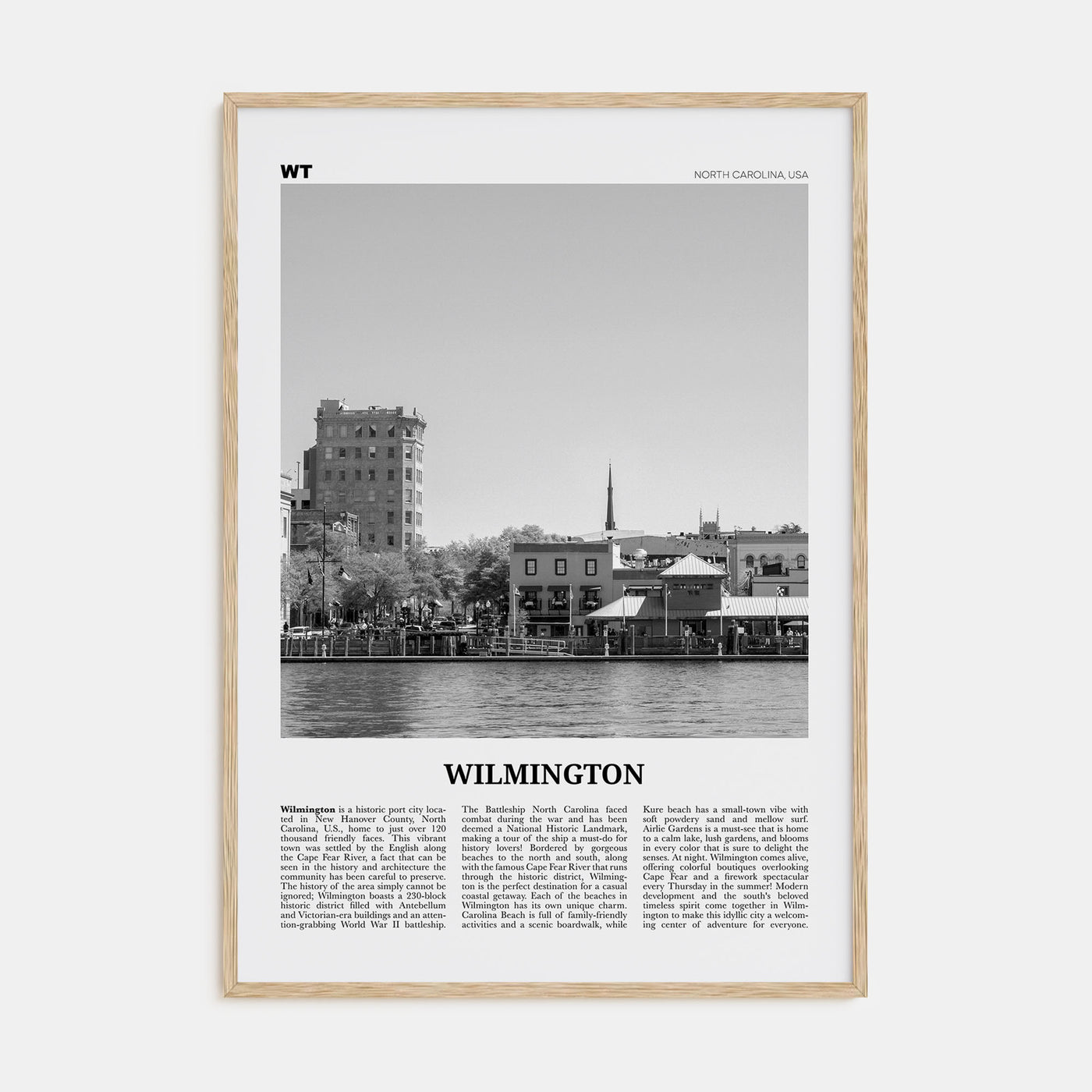Wilmington, North Carolina Travel B&W No 2 Poster