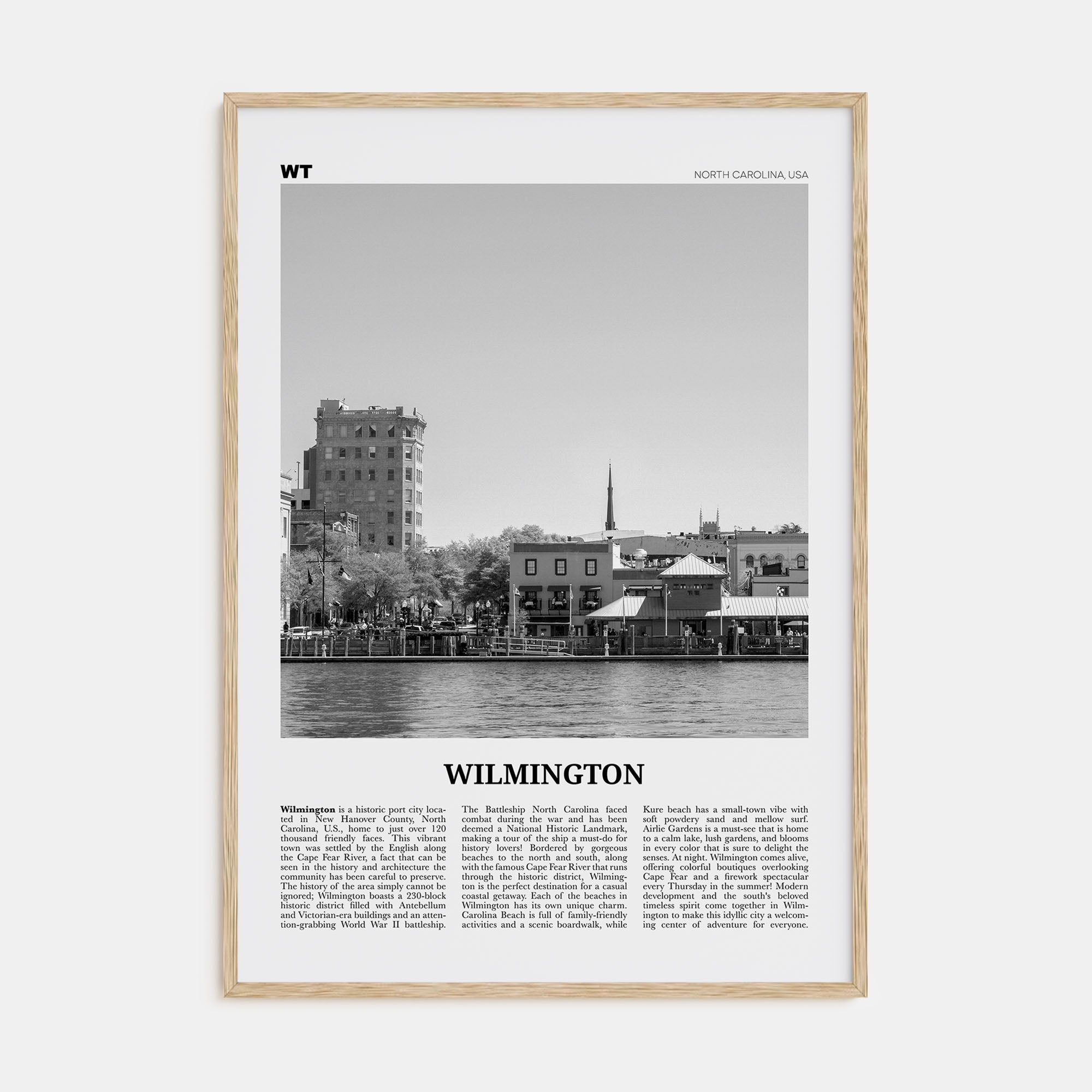 Wilmington, North Carolina Travel B&W No 2 Poster