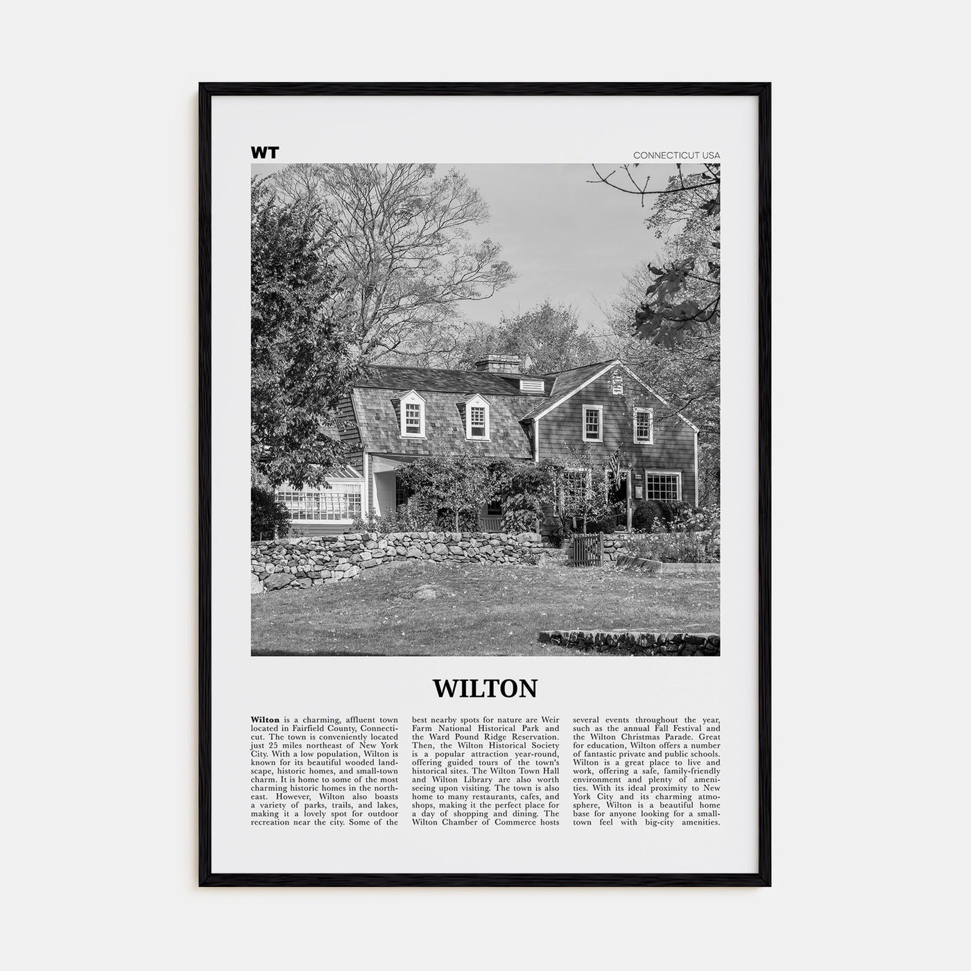 Wilton Travel B&W Poster
