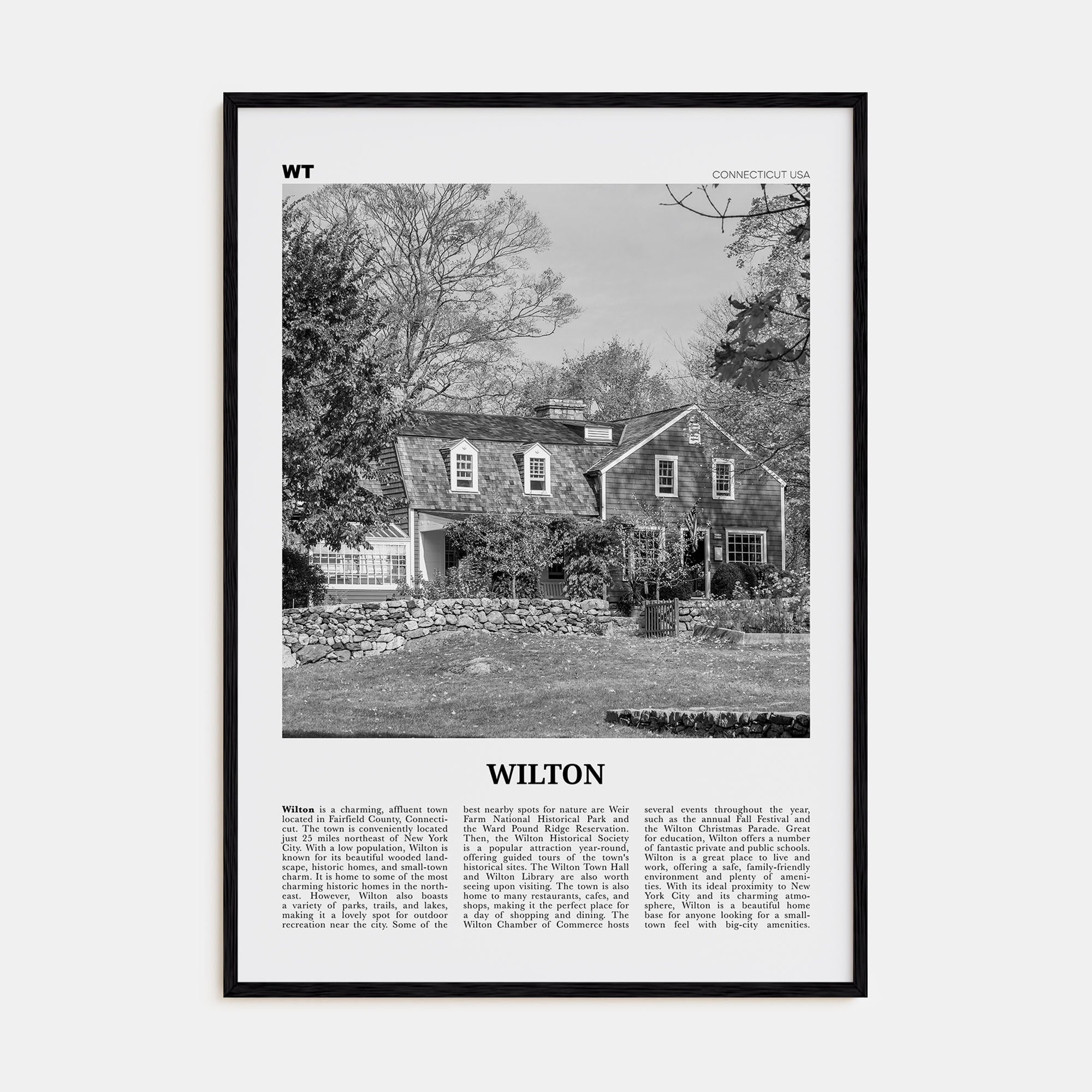 Wilton Travel B&W Poster