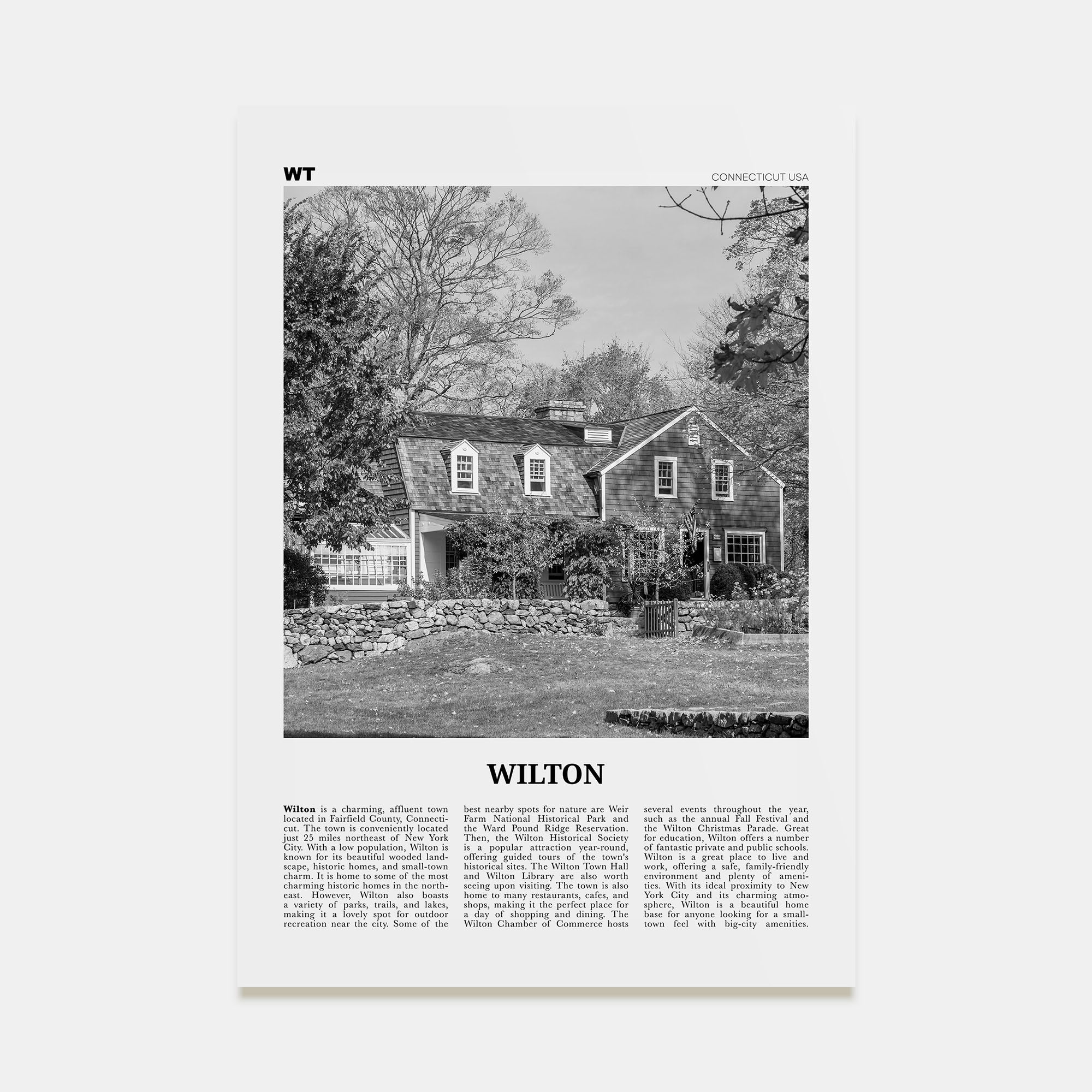 Wilton Travel B&W Poster
