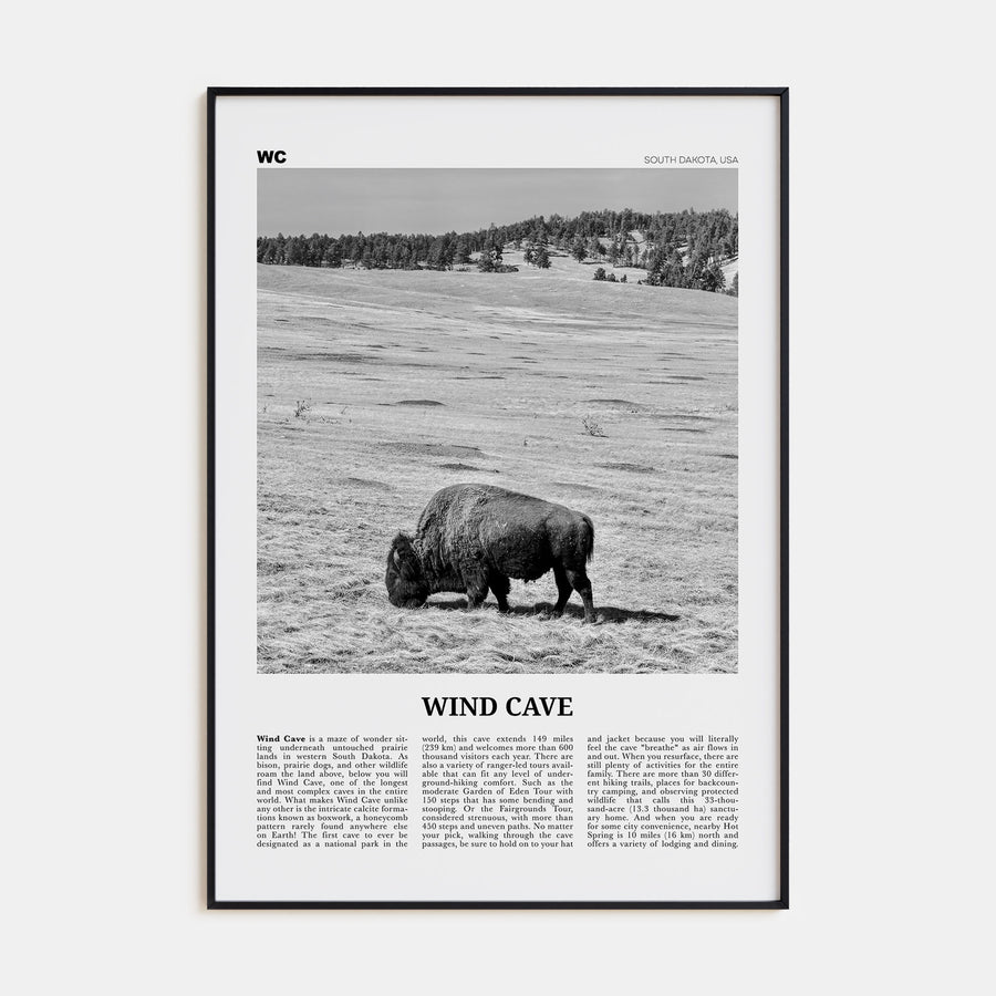 Wind Cave National Park Travel B&W Poster
