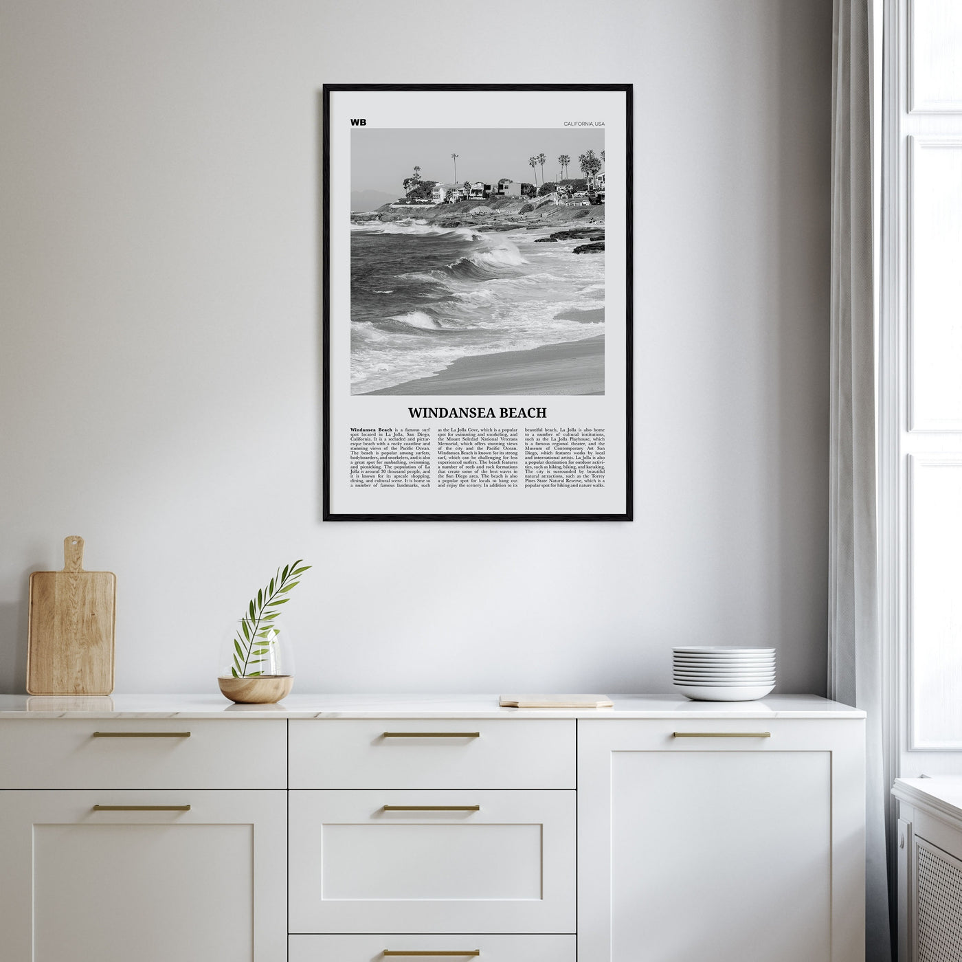 Windansea Beach Travel B&W Poster