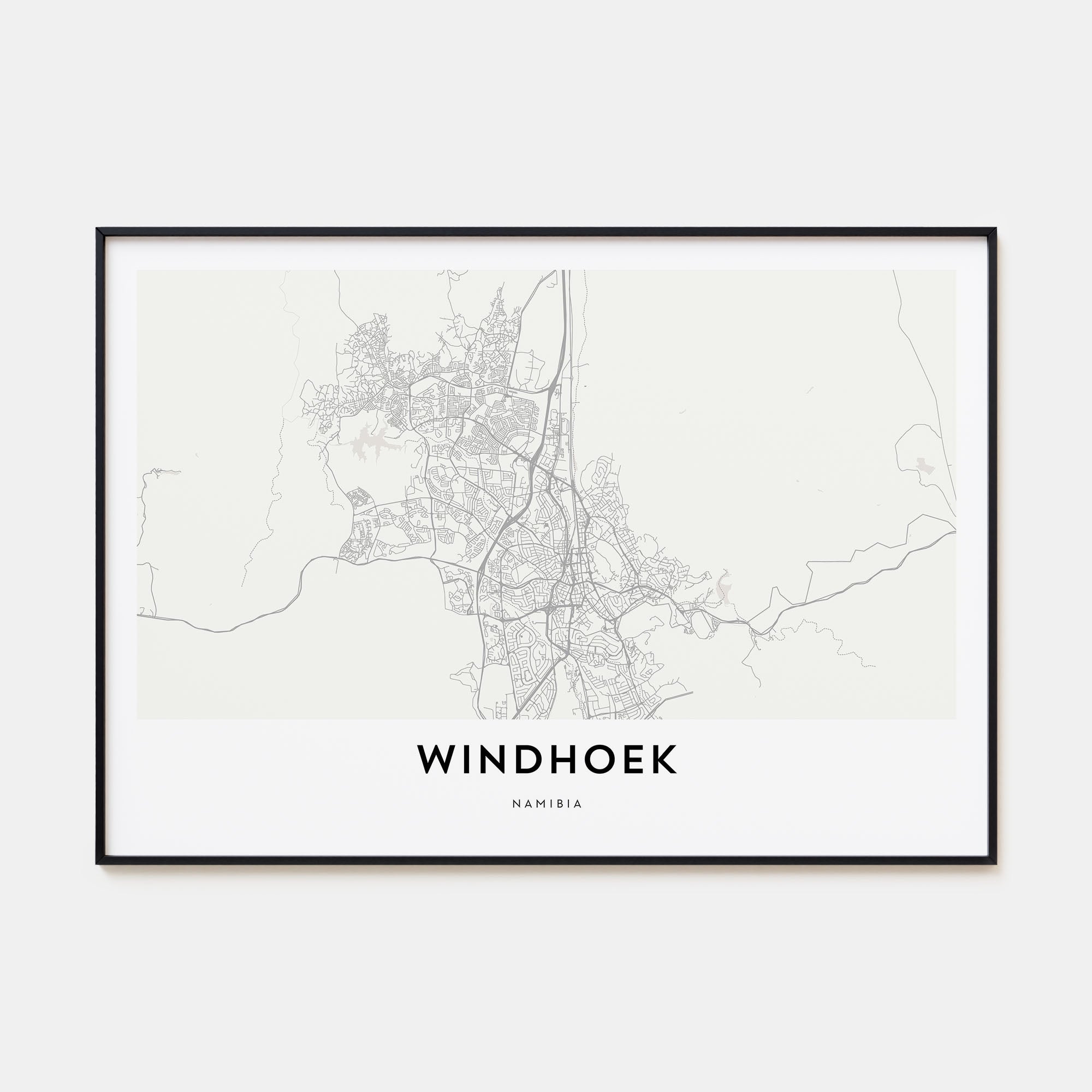 Windhoek Map Landscape Poster