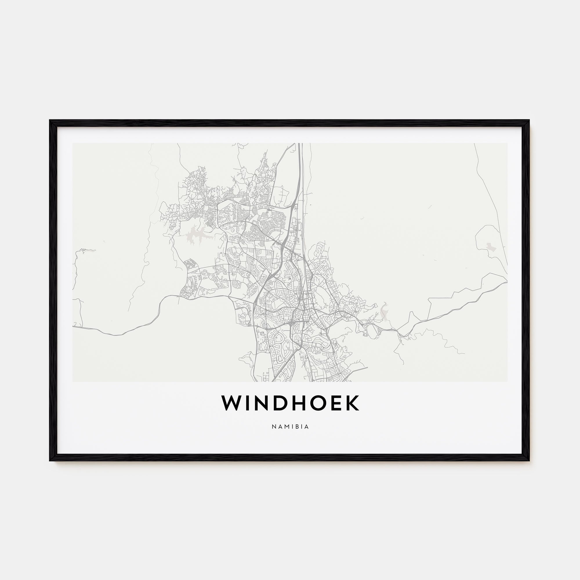 Windhoek Map Landscape Poster
