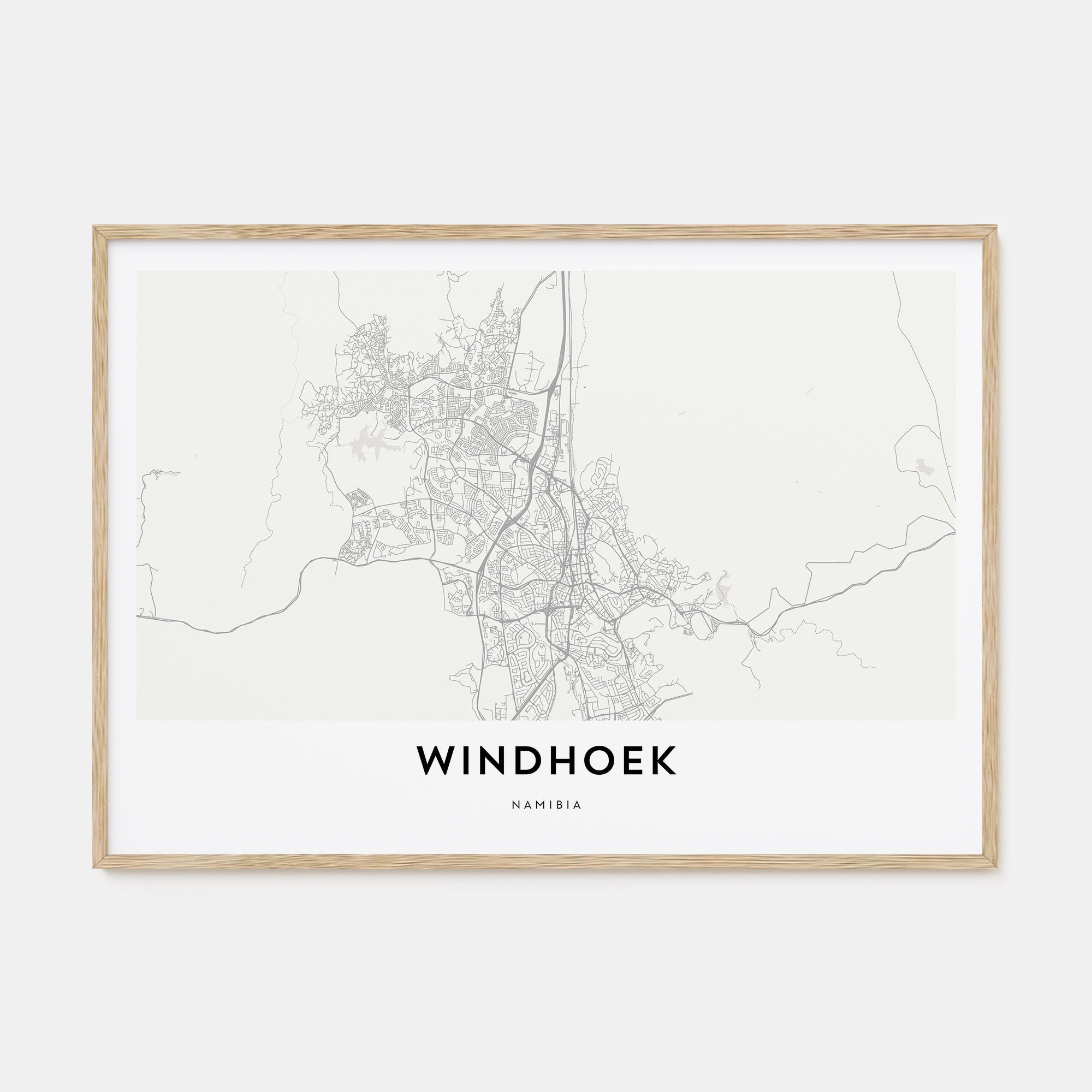 Windhoek Map Landscape Poster