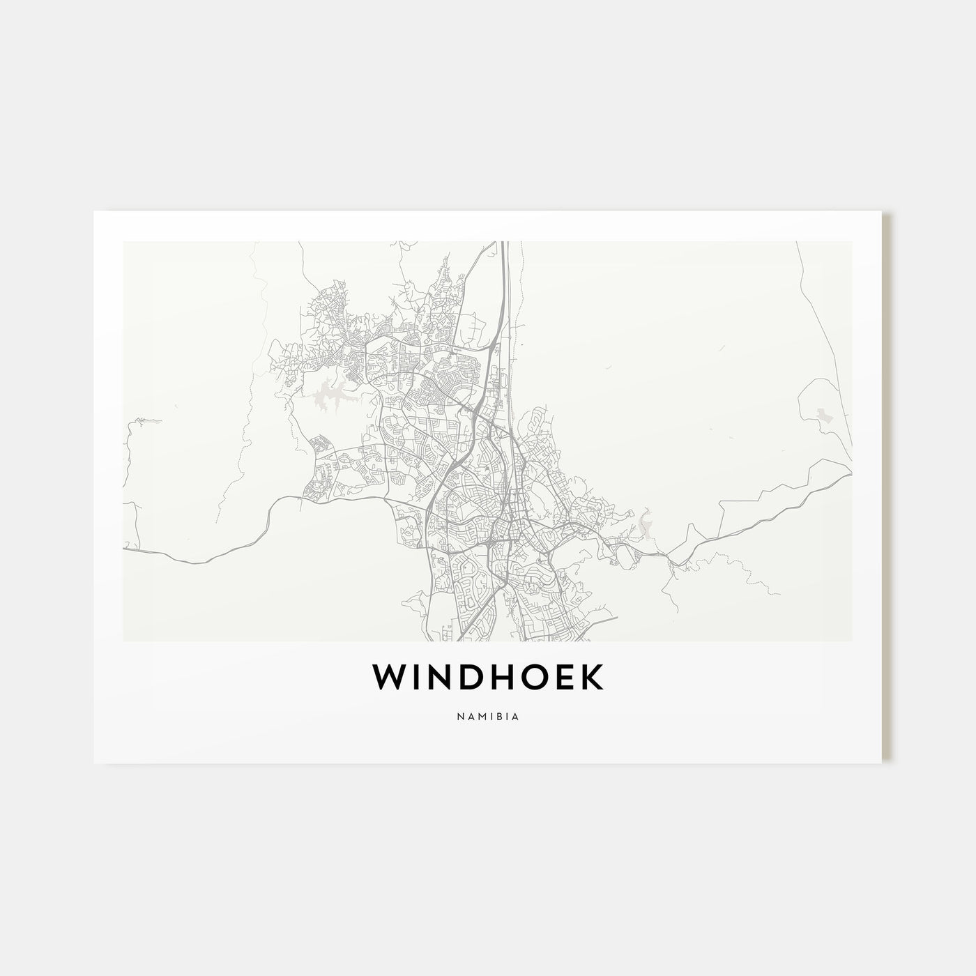Windhoek Map Landscape Poster
