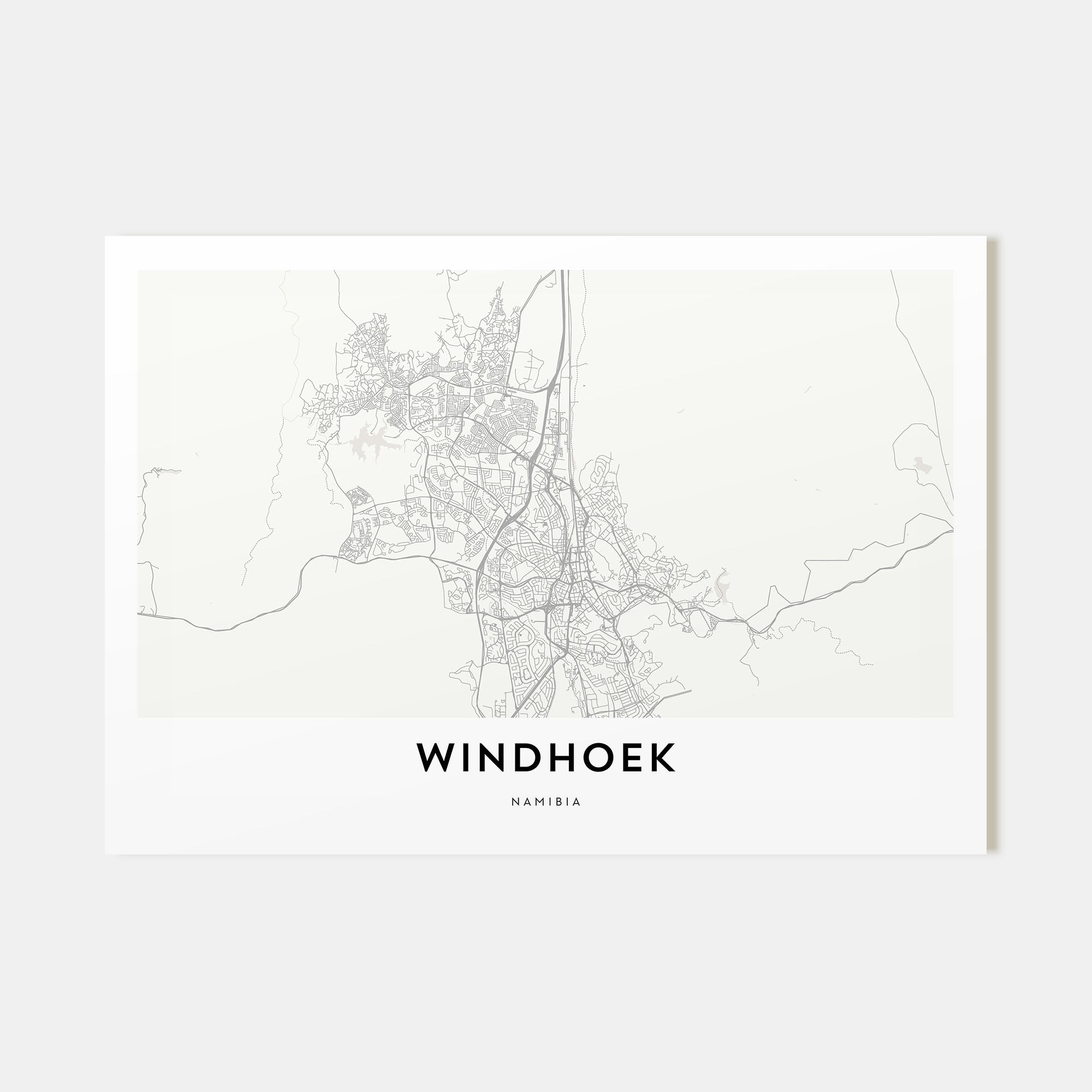Windhoek Map Landscape Poster