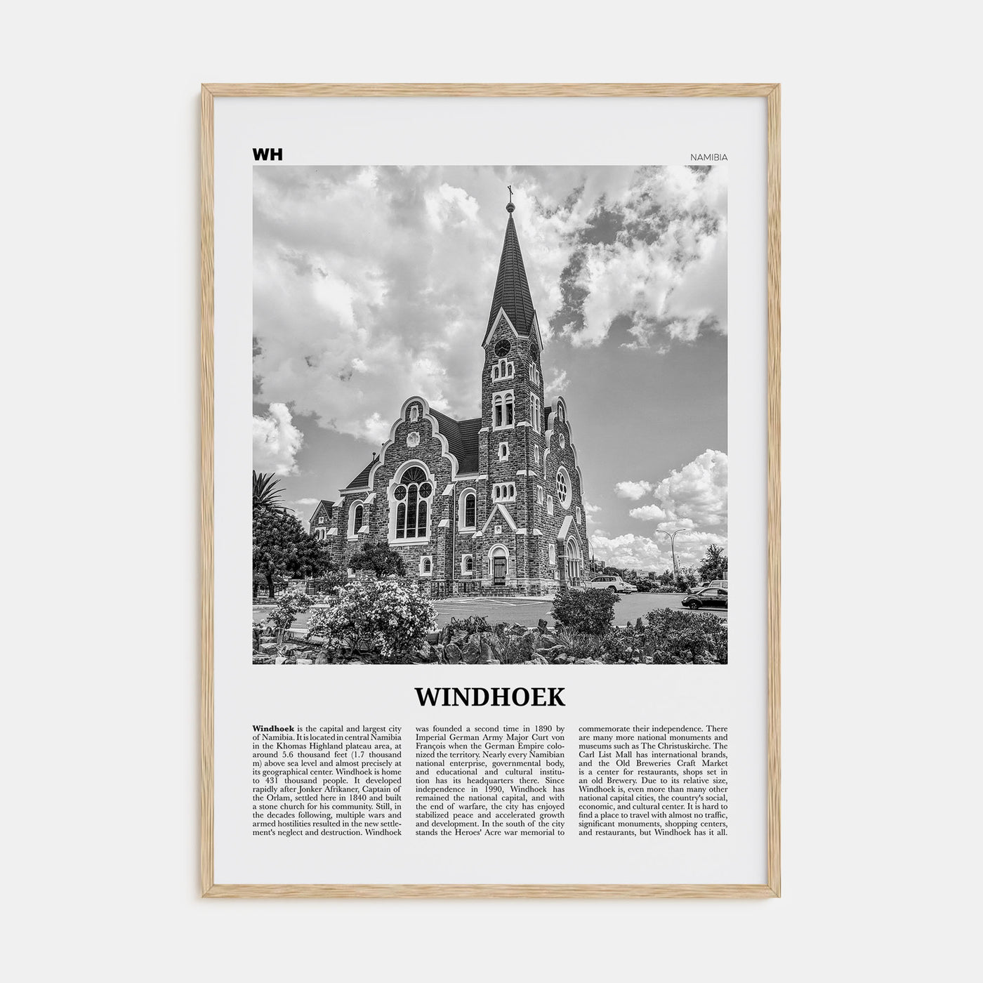 Windhoek Travel B&W Poster