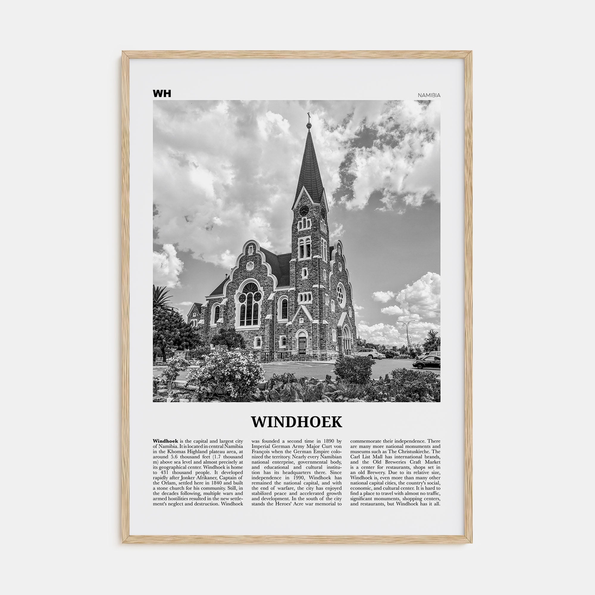 Windhoek Travel B&W Poster