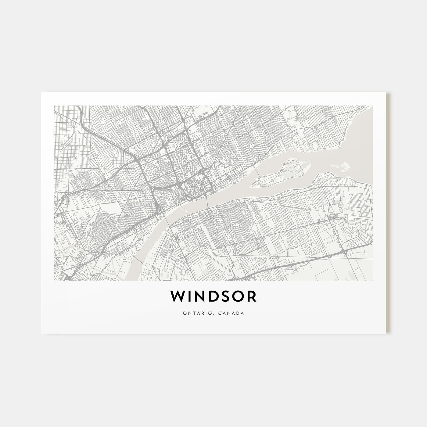 Windsor, Canada Map Landscape Poster