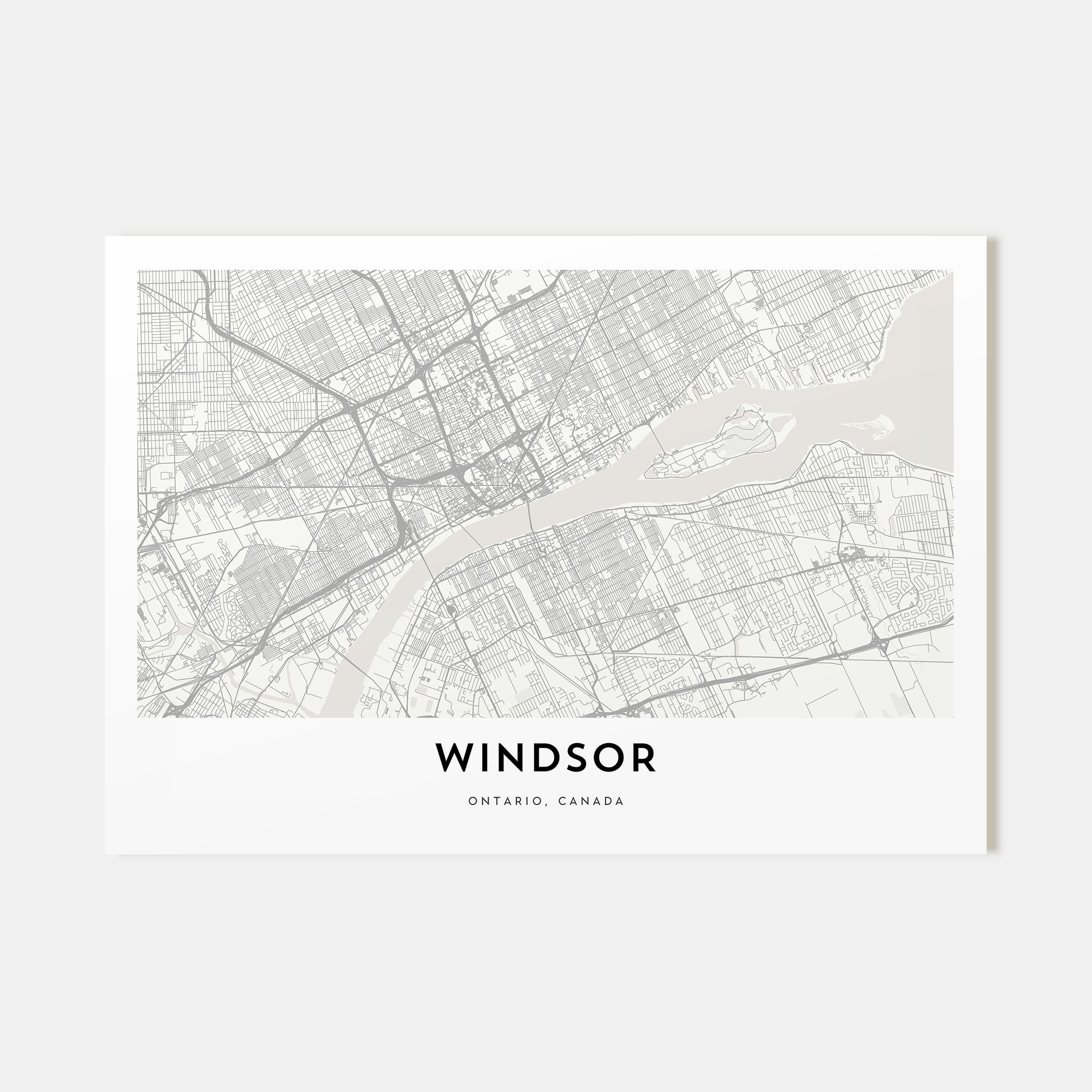 Windsor, Canada Map Landscape Poster