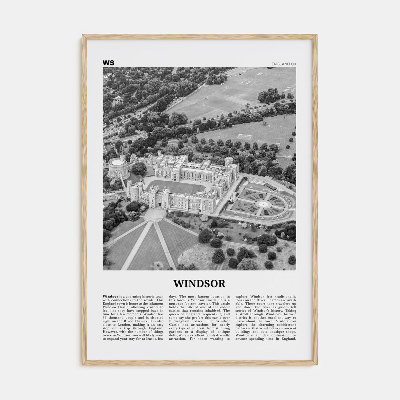 Windsor, England Travel B&W Poster