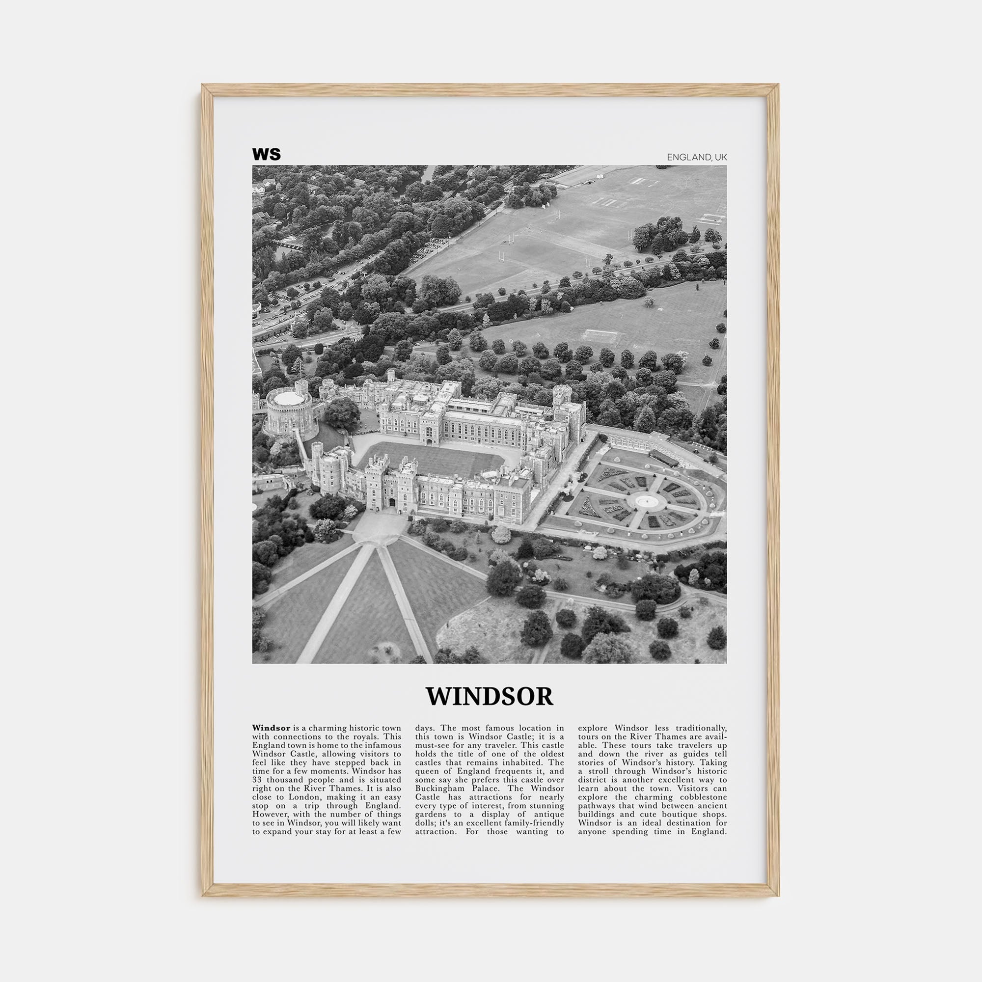 Windsor, England Travel B&W Poster