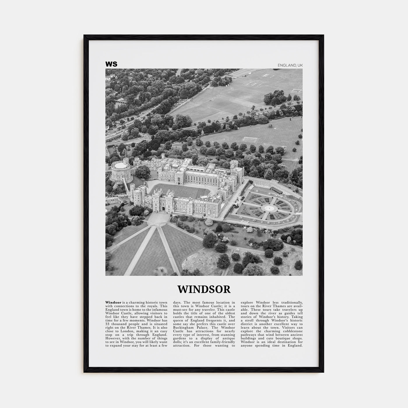 Windsor, England Travel B&W Poster