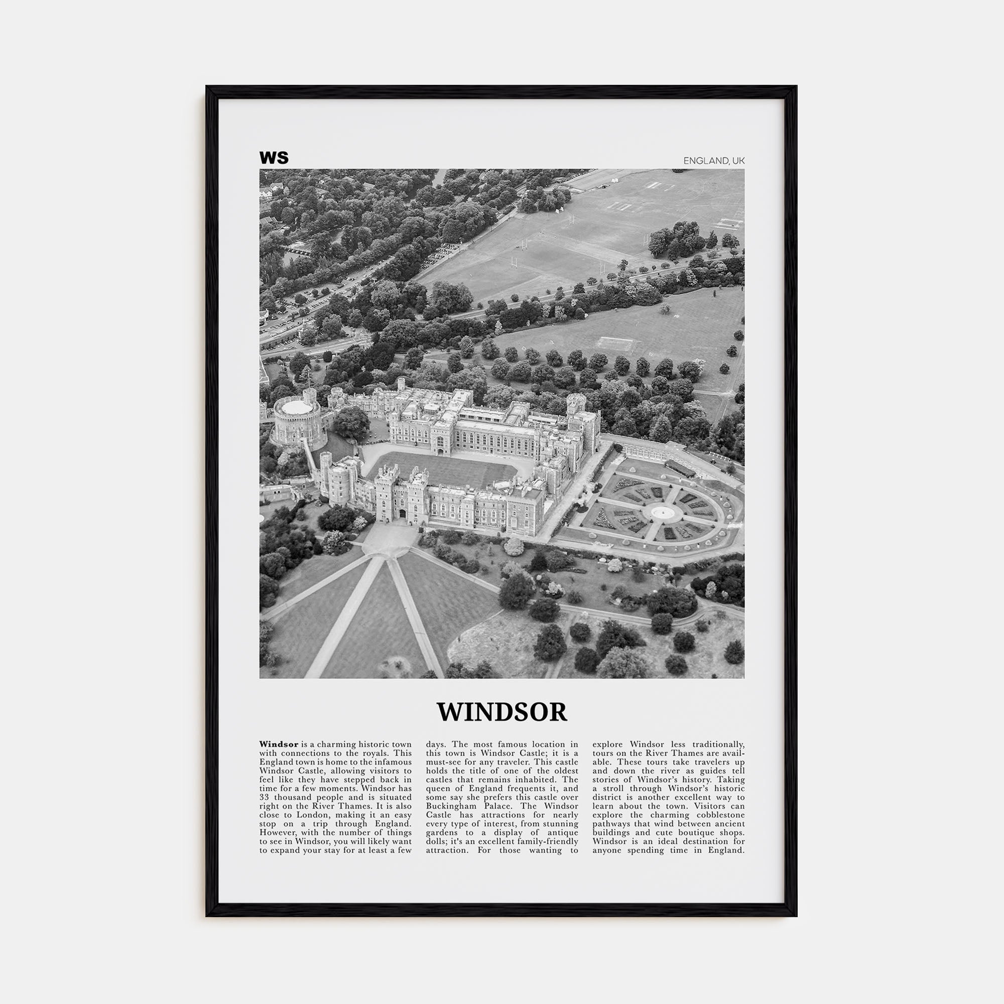 Windsor, England Travel B&W Poster