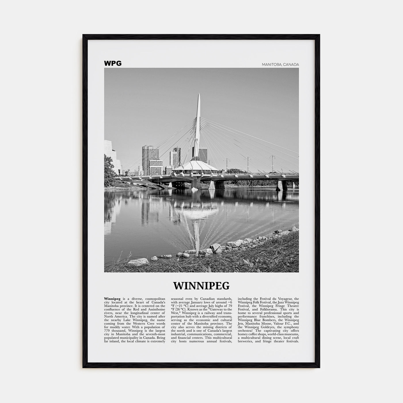 Winnipeg Travel B&W No 1 Poster