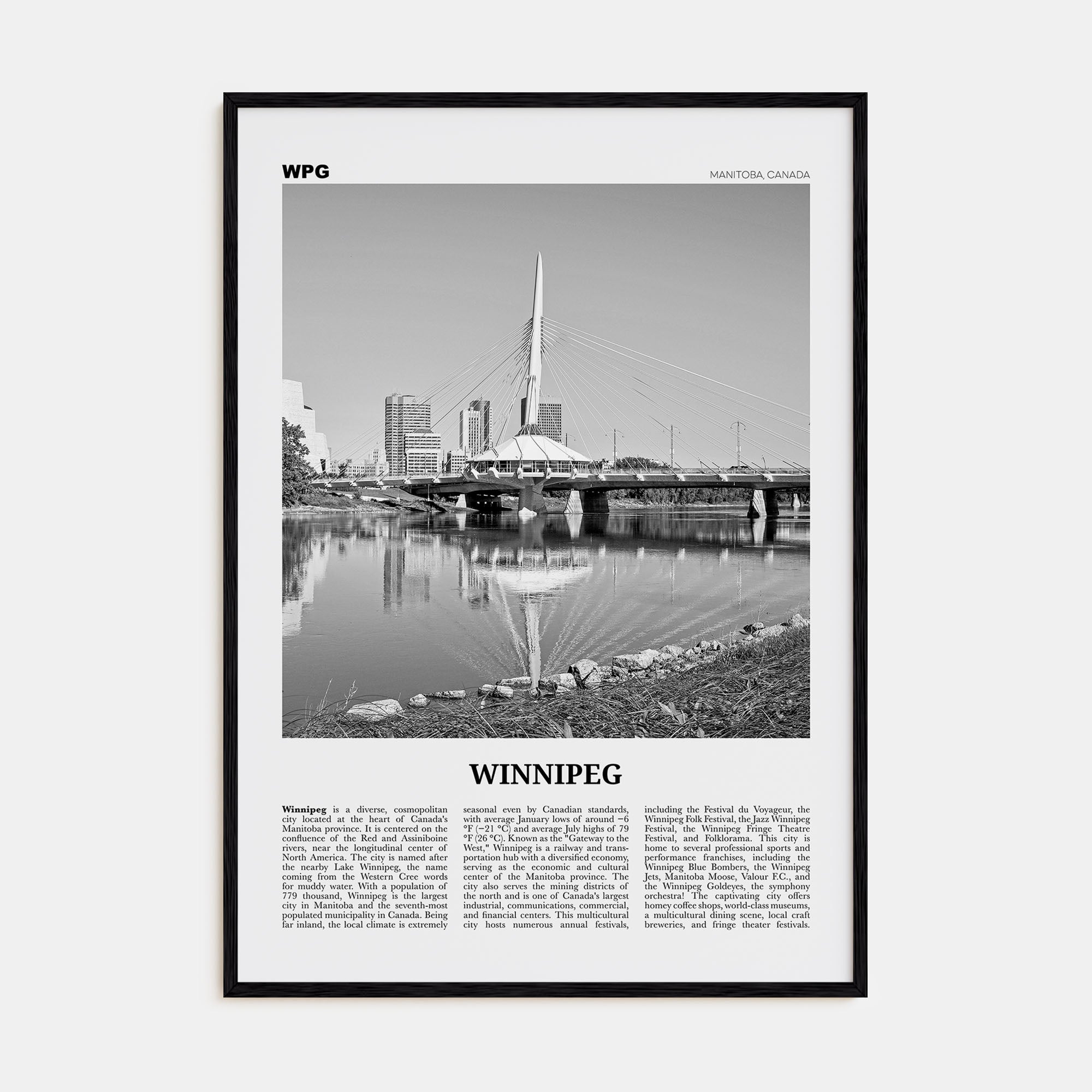 Winnipeg Travel B&W No 1 Poster