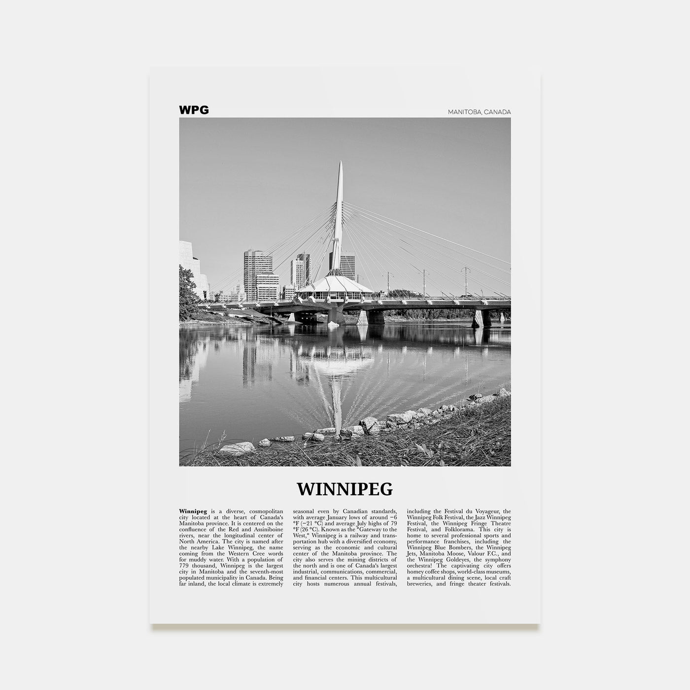 Winnipeg Travel B&W No 1 Poster