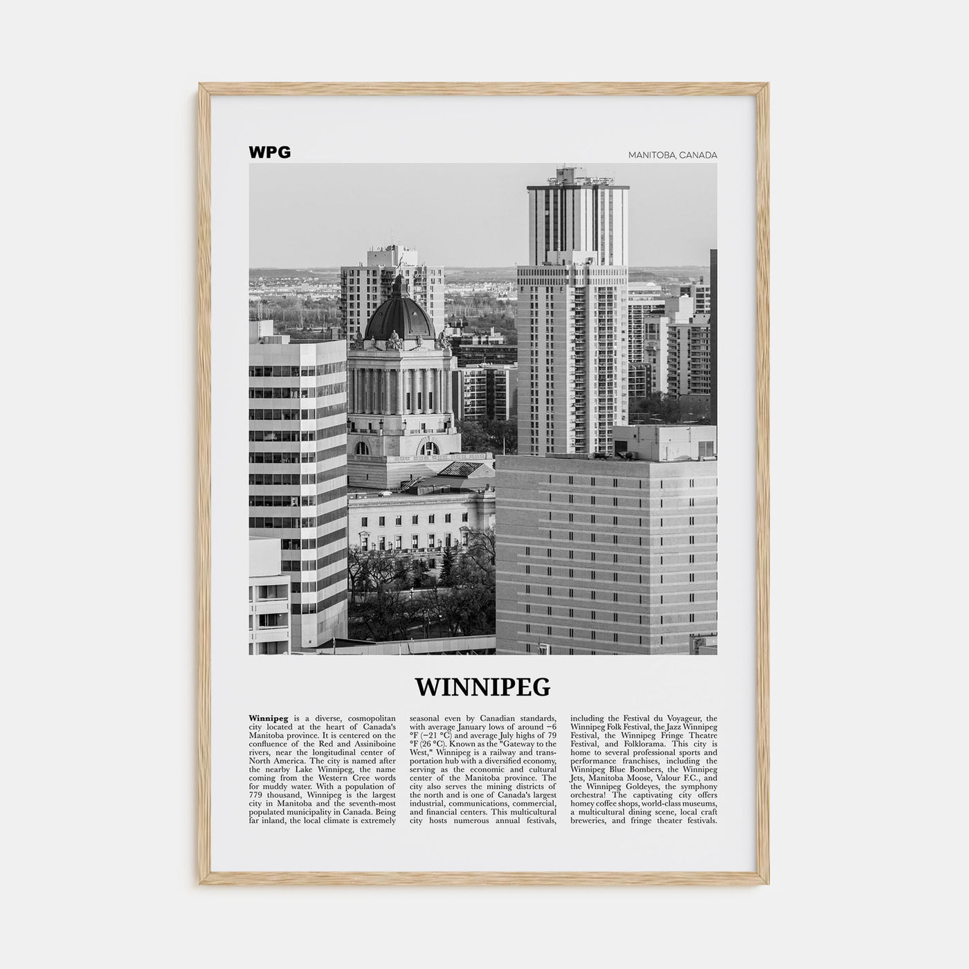 Winnipeg Travel B&W No 2 Poster