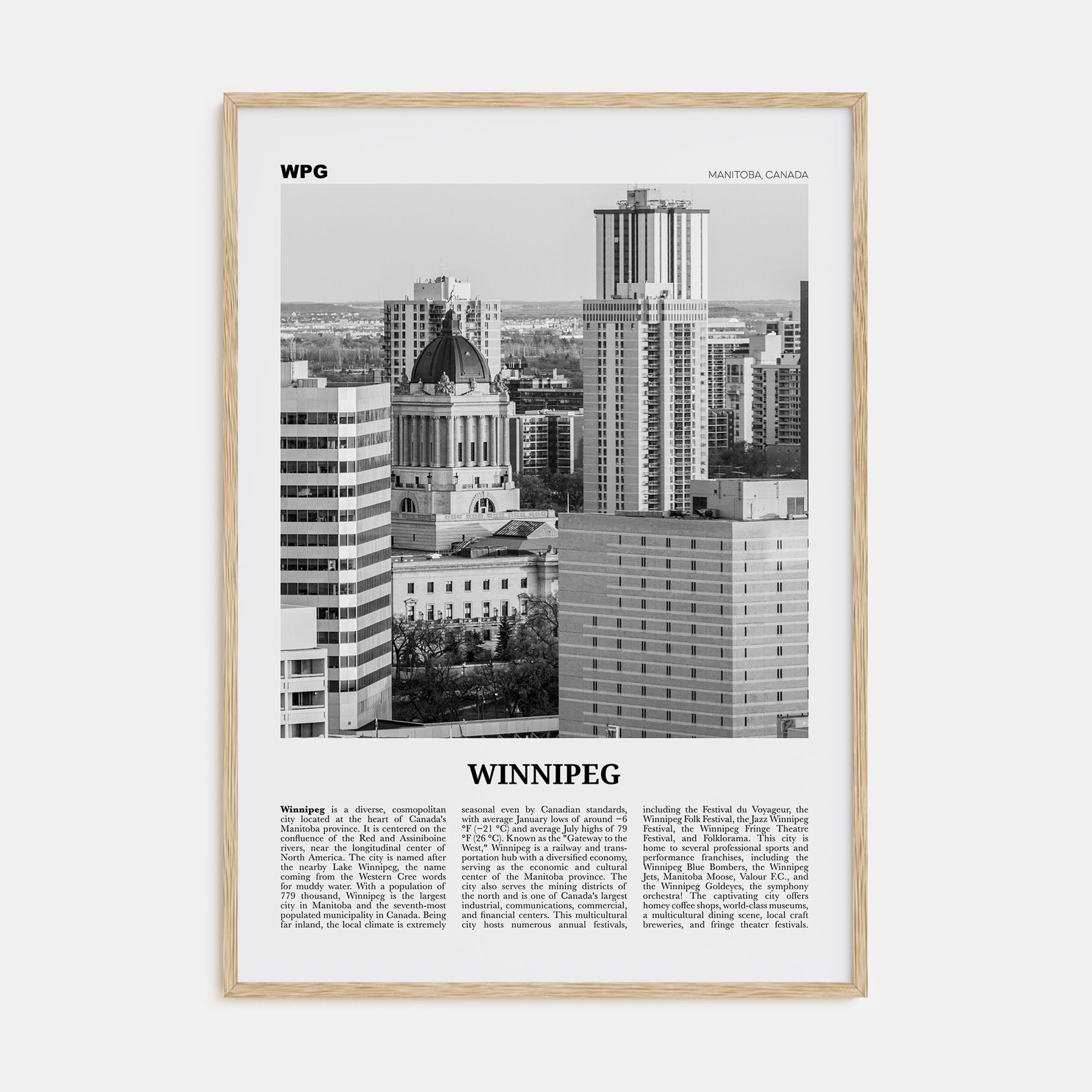 Winnipeg Travel B&W No 2 Poster