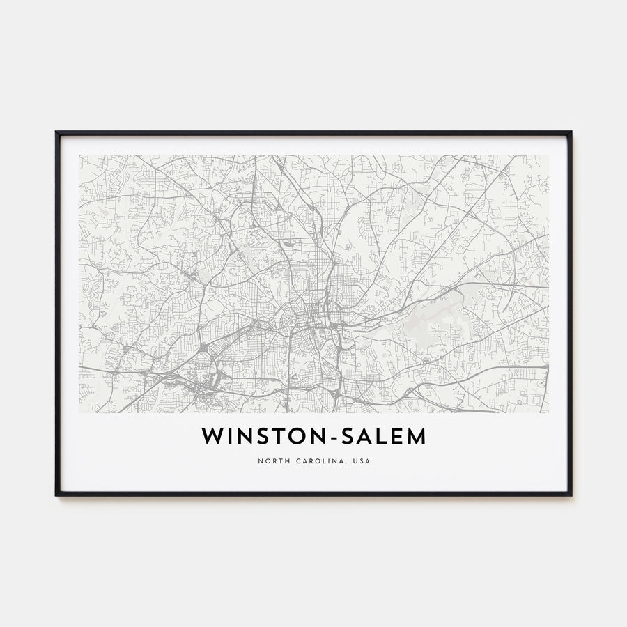 Winston-Salem Map Landscape Poster