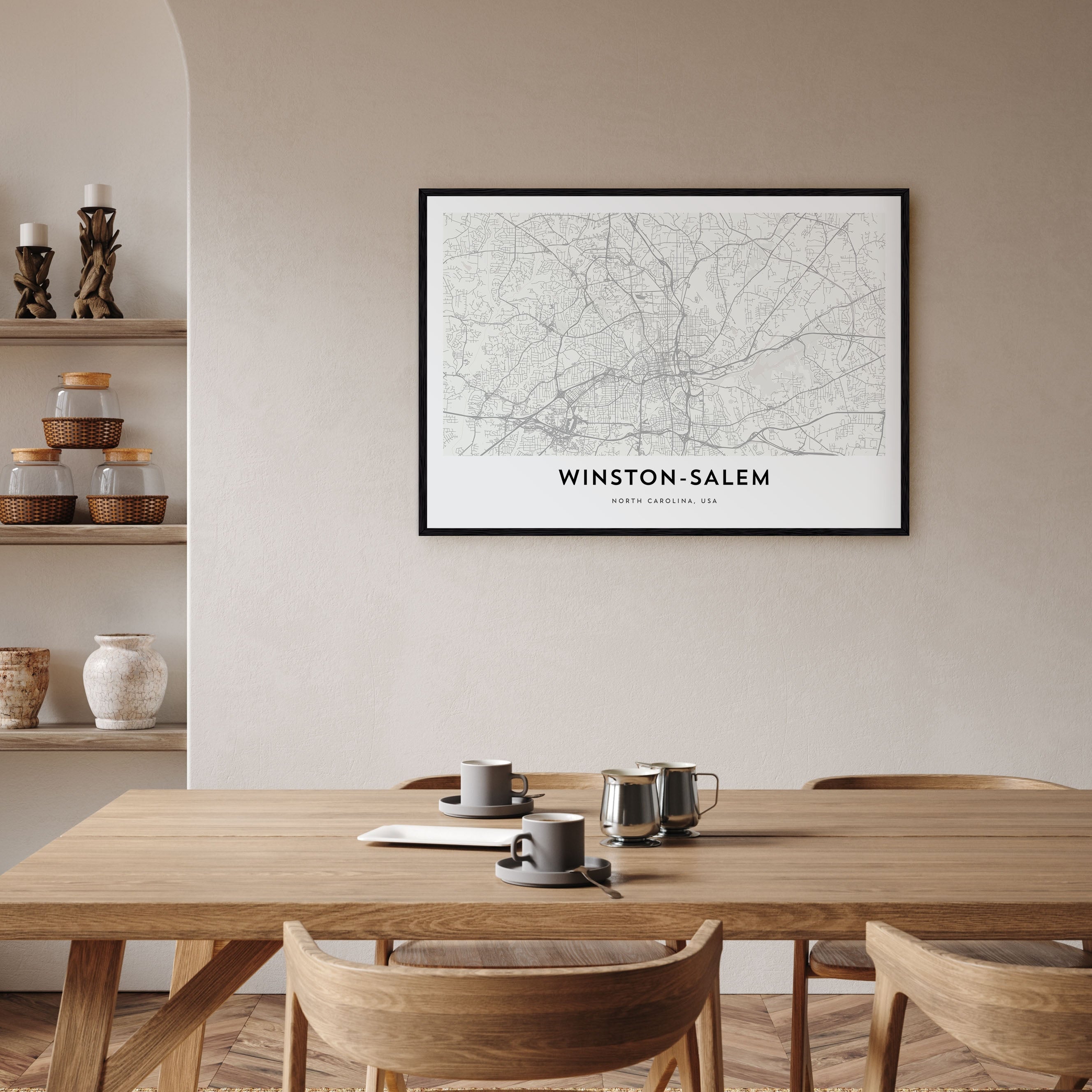 Winston-Salem Map Landscape Poster