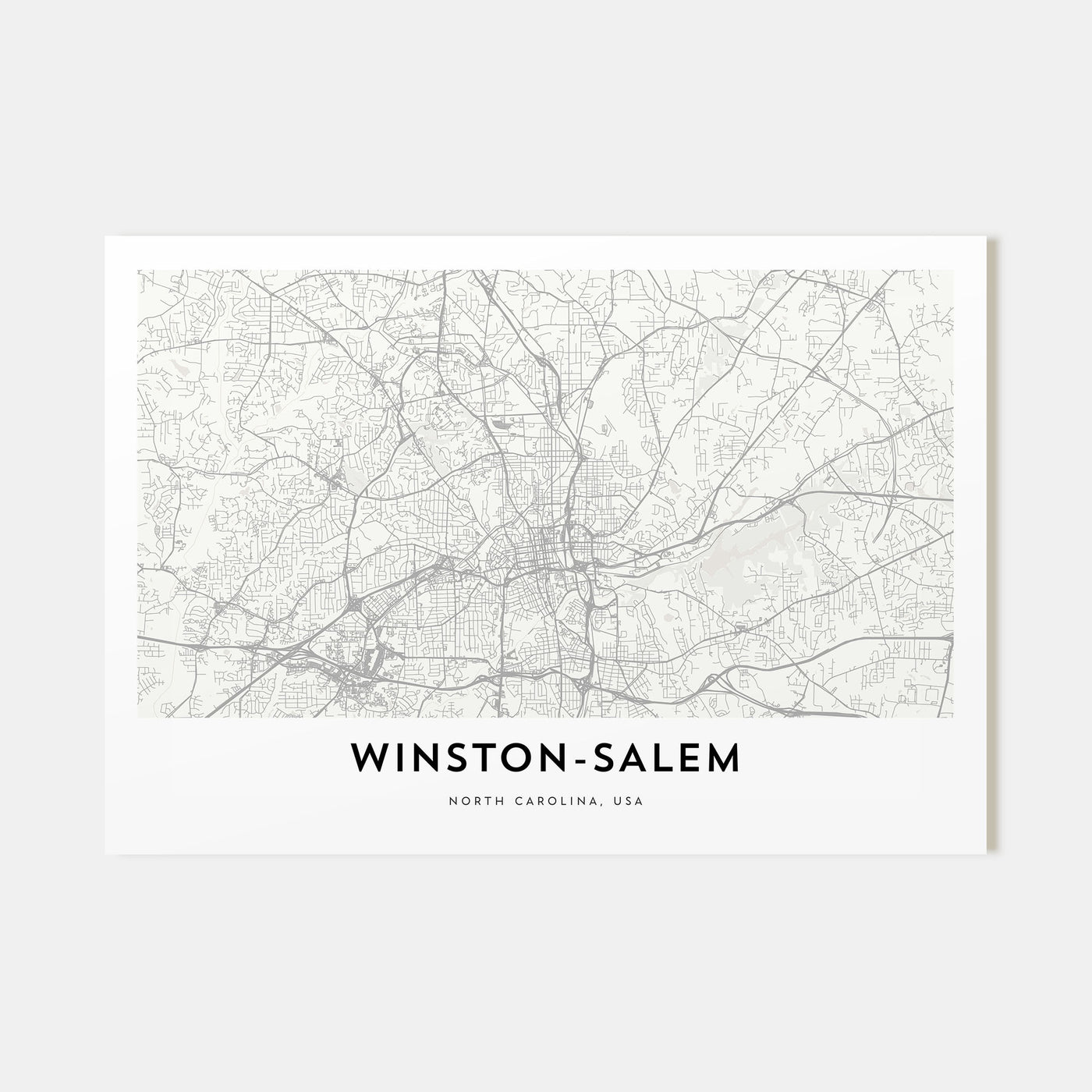 Winston-Salem Map Landscape Poster