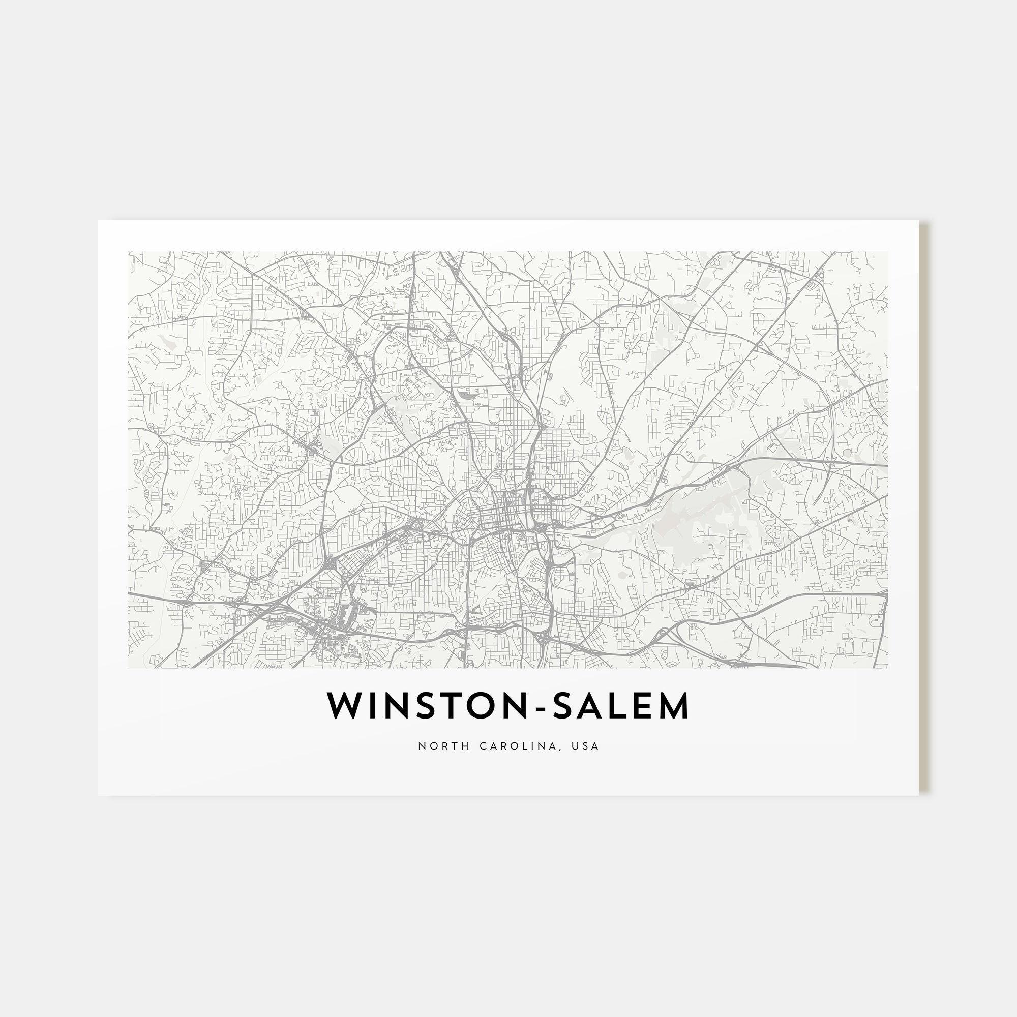 Winston-Salem Map Landscape Poster