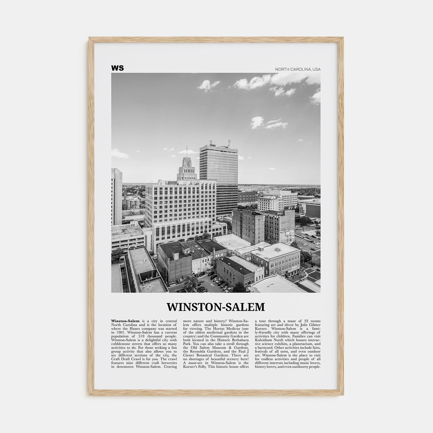 Winston-Salem Travel B&W Poster