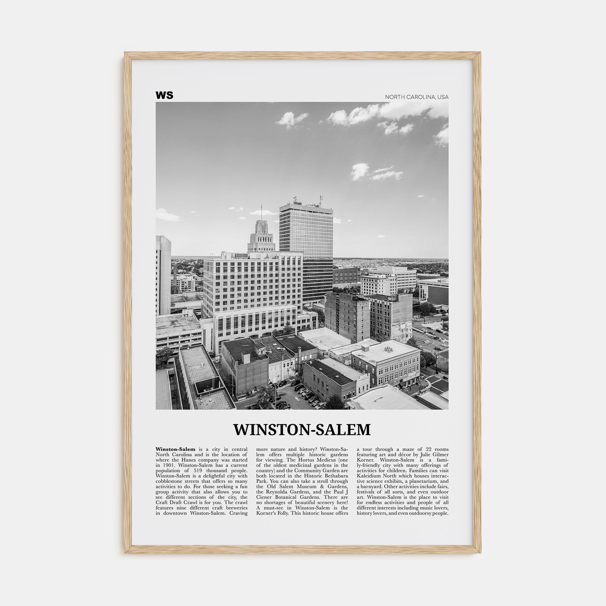 Winston-Salem Travel B&W Poster