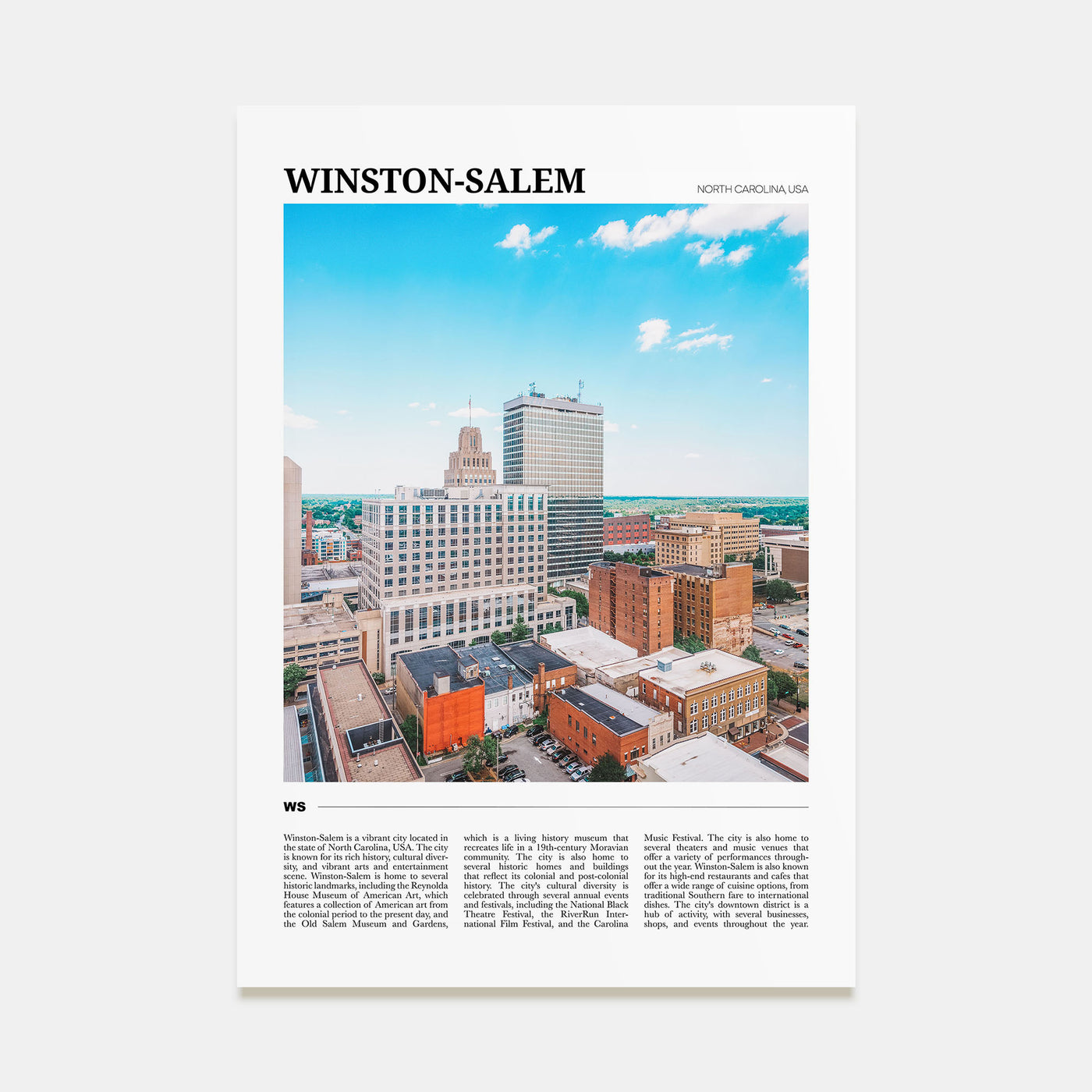 Winston-Salem Travel Color Poster