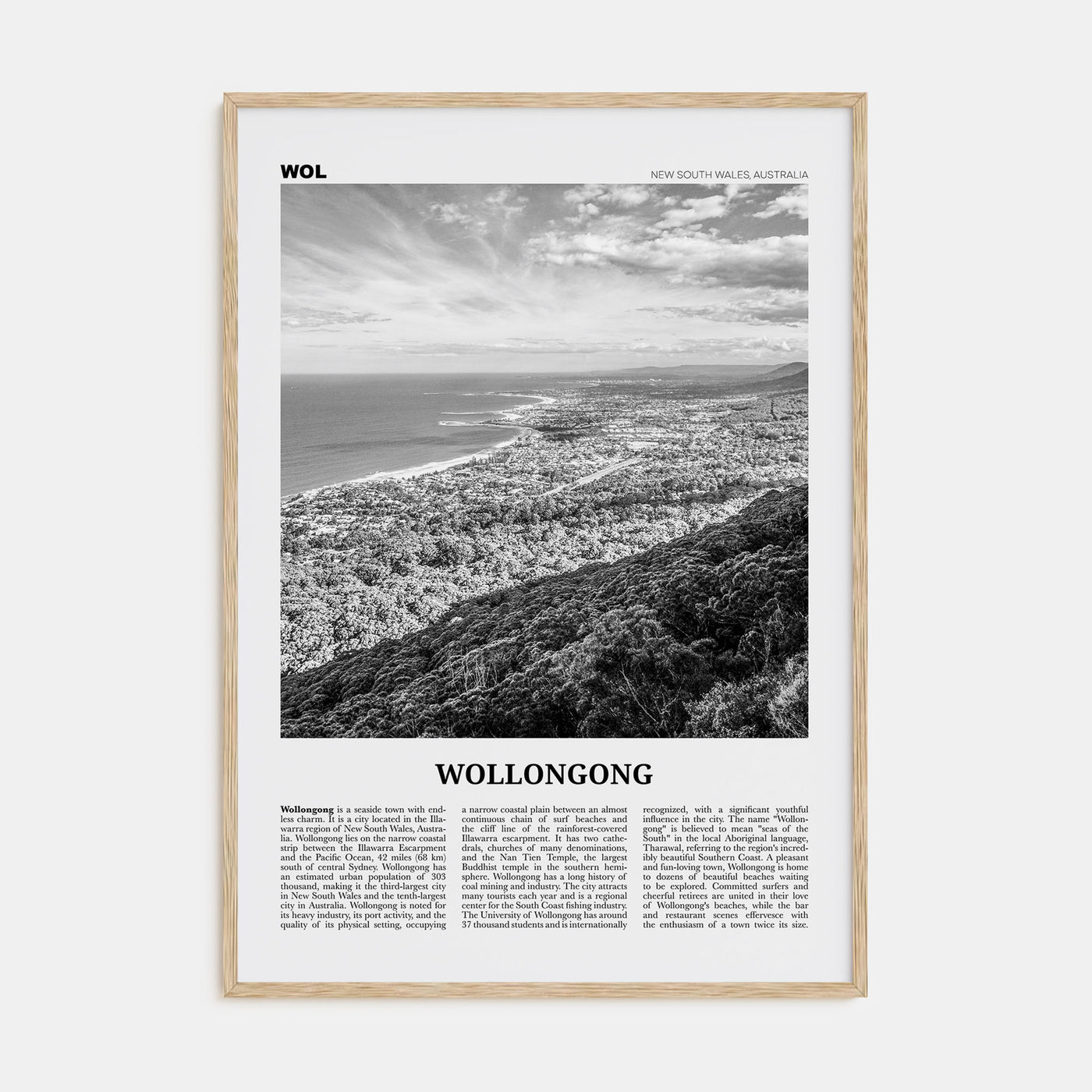 Wollongong Travel B&W Poster
