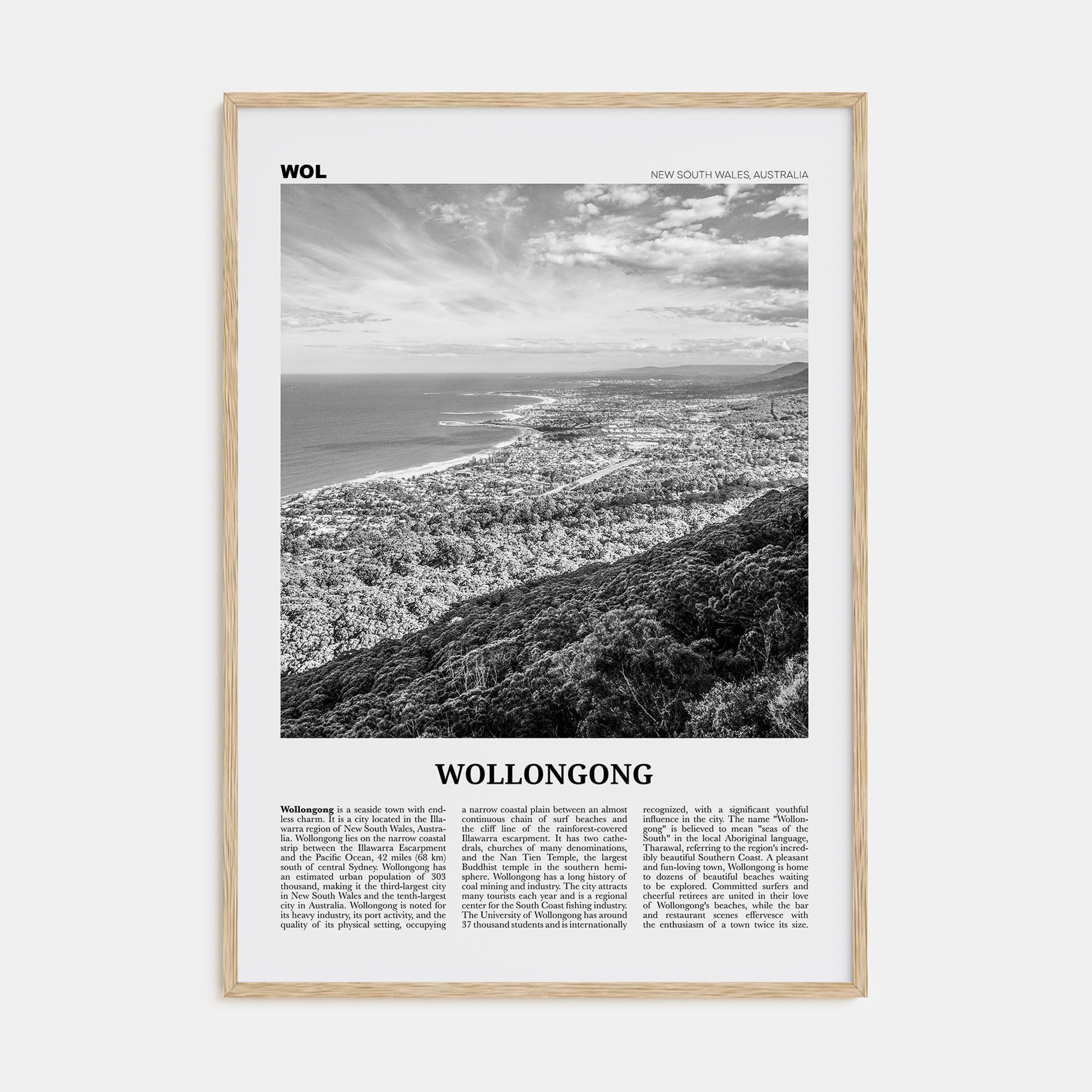 Wollongong Travel B&W Poster